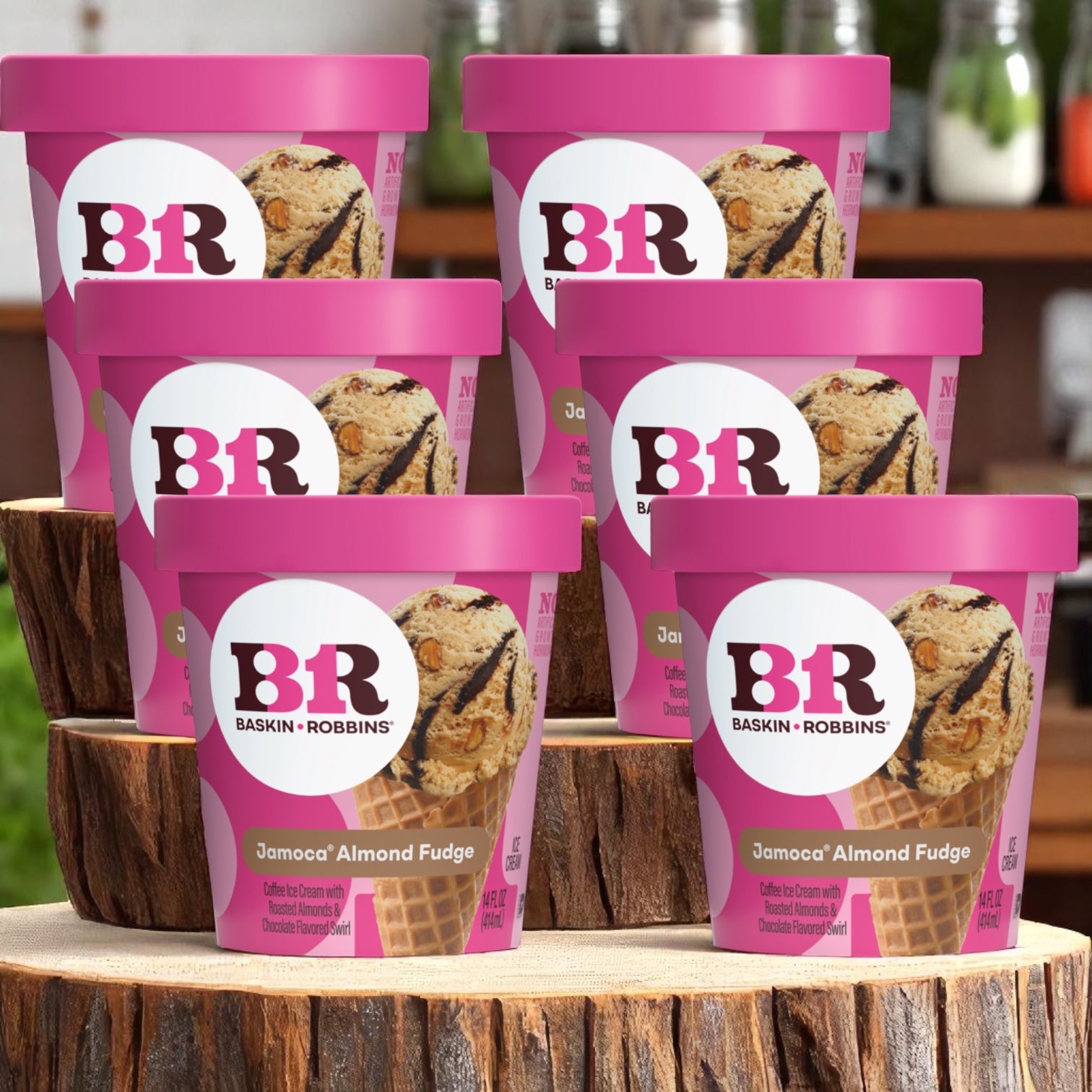Baskin Robbins Ice Cream Jamoca Almond Fudge - 14 fl oz Tub 6 Count