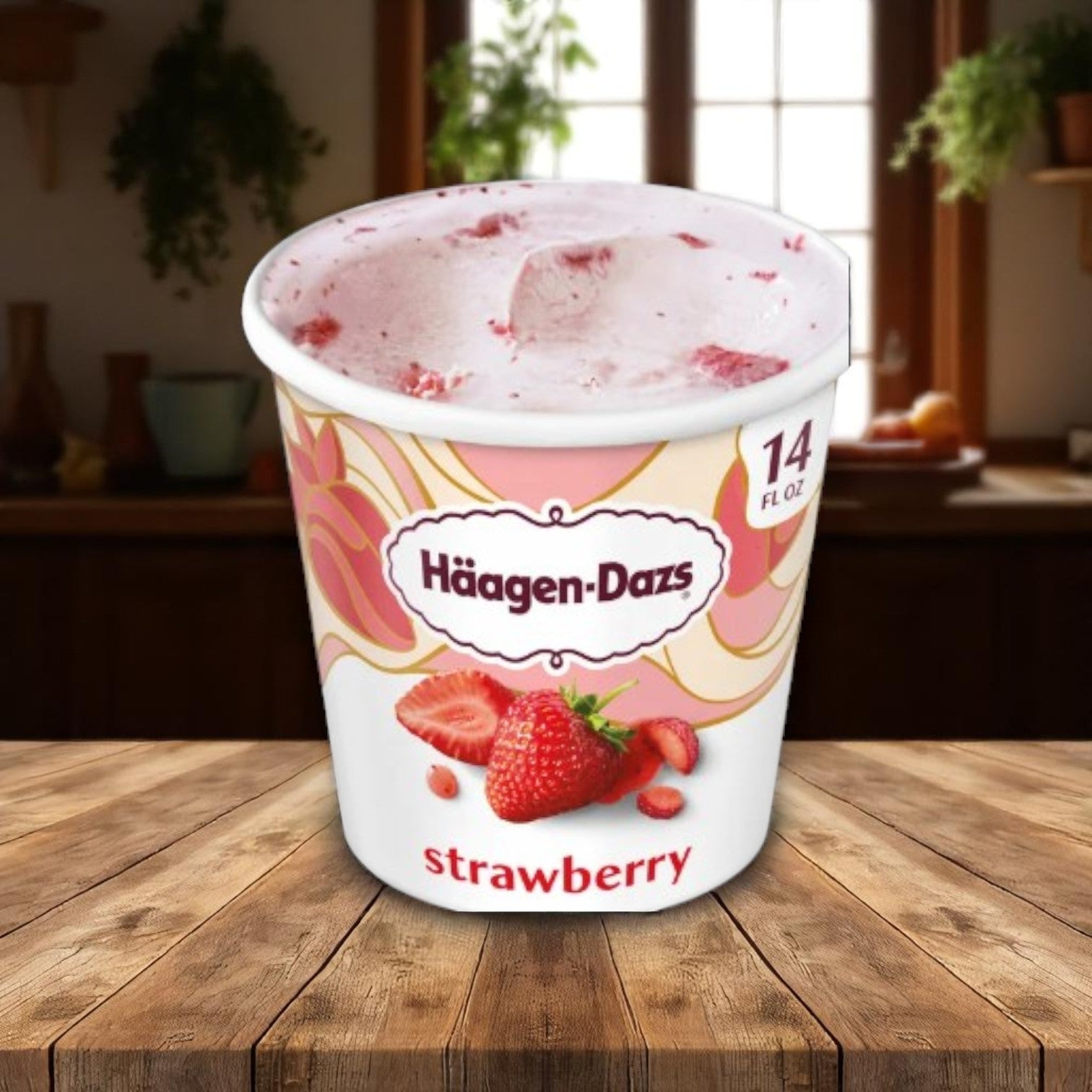 Haagen Dazs Ice Cream, Strawberry, 14 oz- 1 Case
