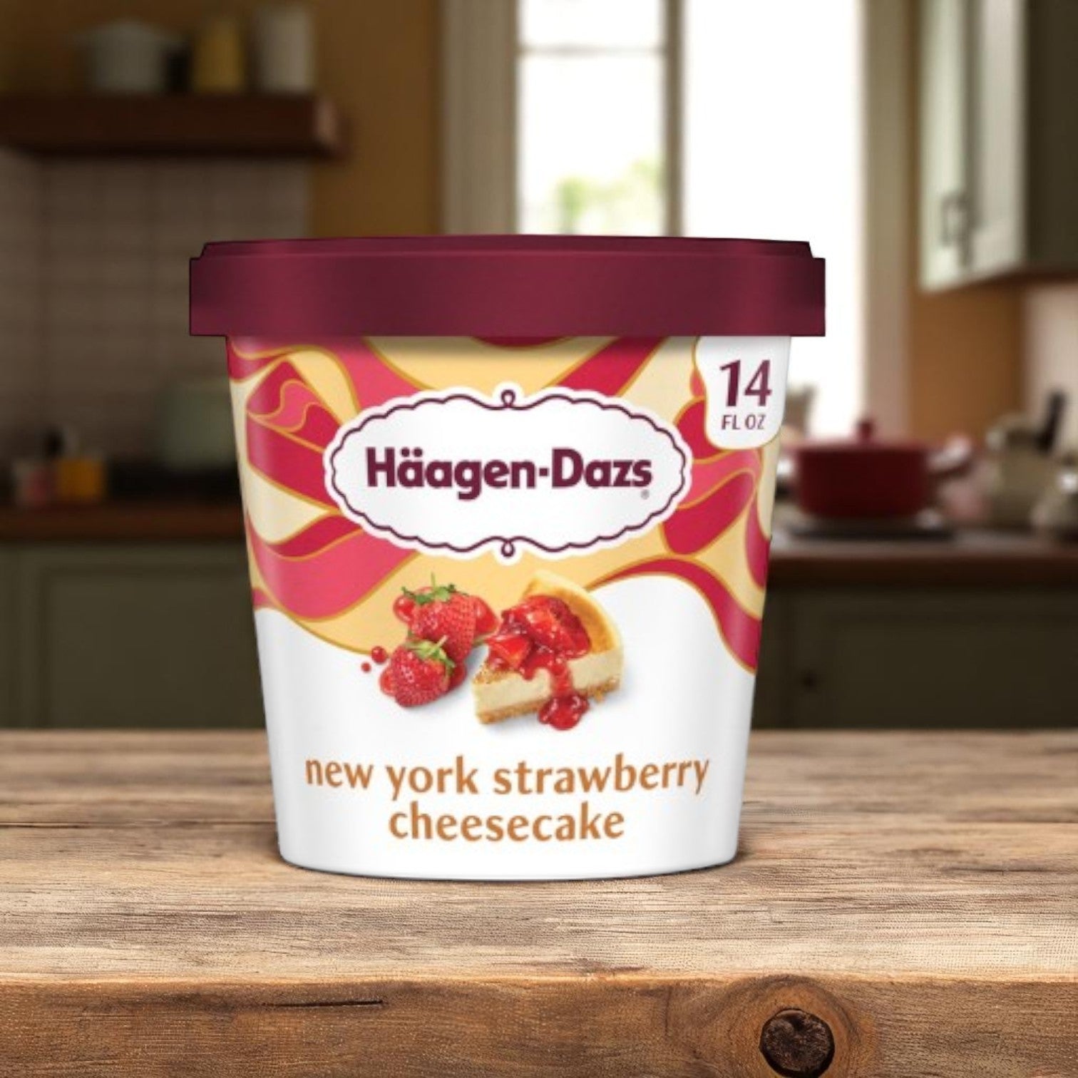 Haagen-Dazs New York Strawberry Cheesecake Ice Cream-14 FL Oz- 1 Case