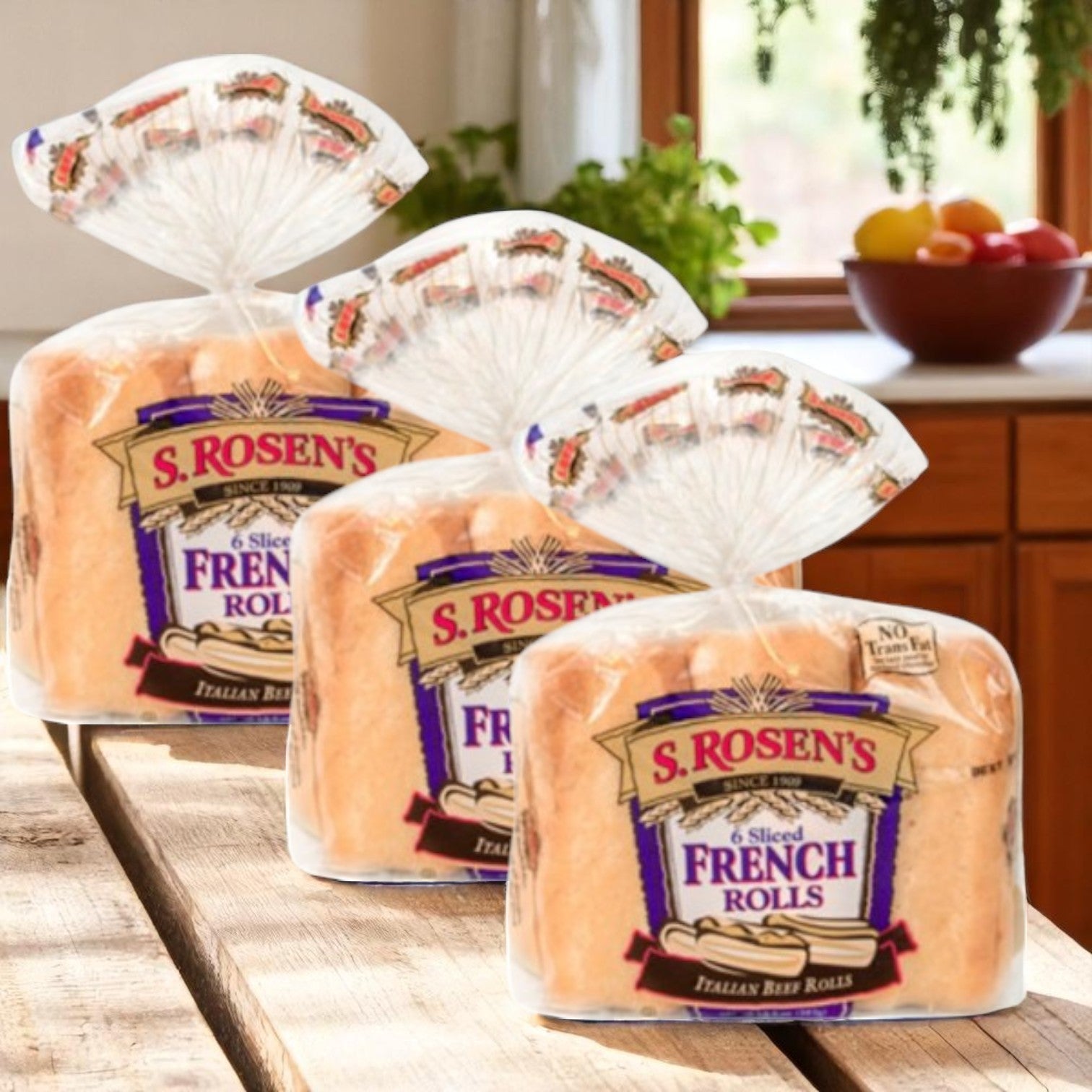 S. Rosen's French Rolls, Sliced-6 Count-3 Packs