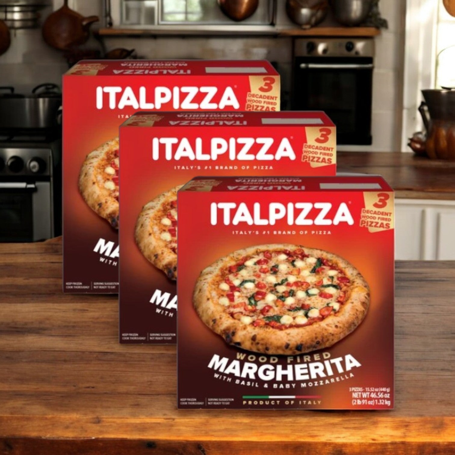 ITALPIZZA Wood Fired Pizza, Margherita, 15.5 oz, 3 Count- 3 Cases