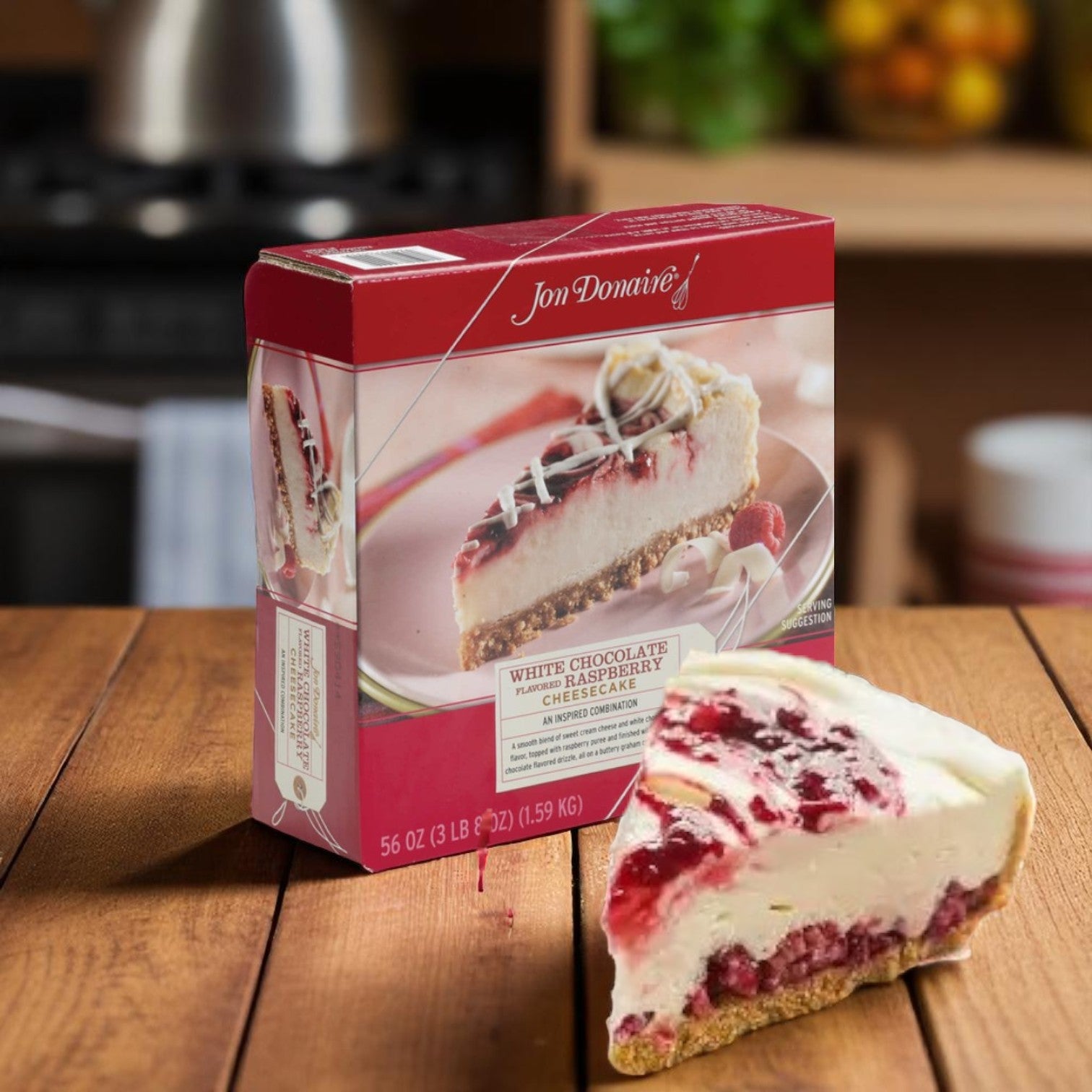 Jon Donaire 9" White Chocolate Raspberry Cheesecake, 12 Slices-1 Case