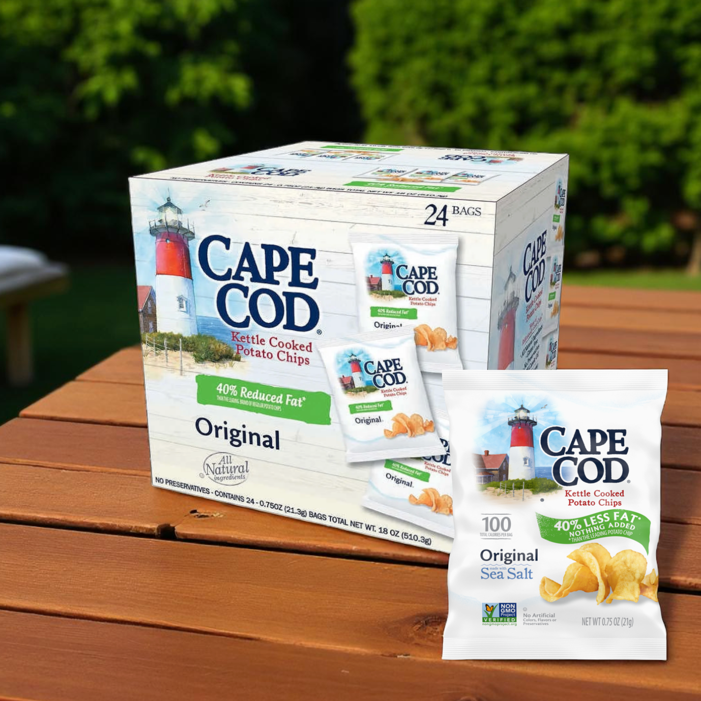 Cape Cod Kettle Cooked Potato Chips, Original, 0.75 oz, 24 ct