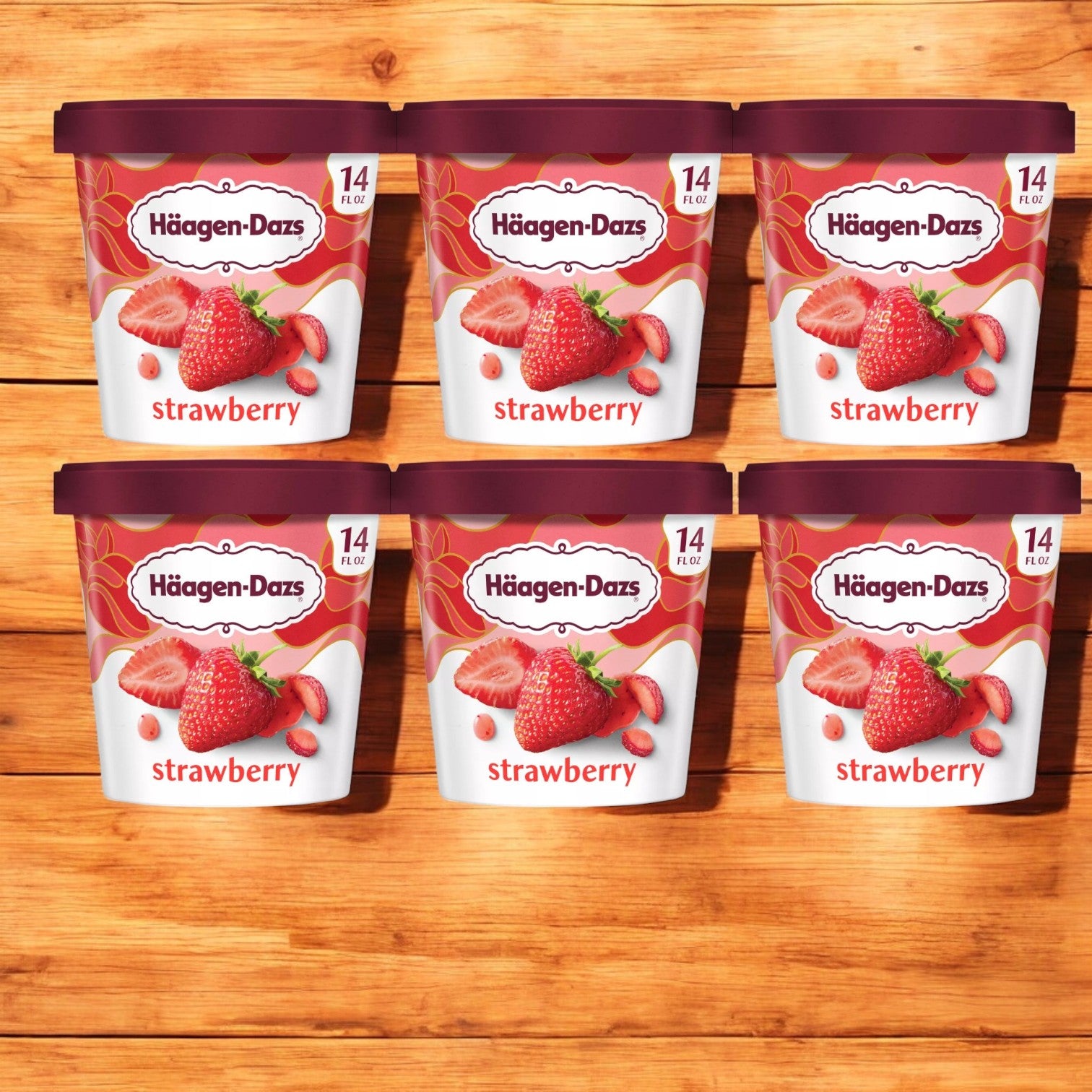 Haagen Dazs Ice Cream, Strawberry, 14 oz- 6 Pints