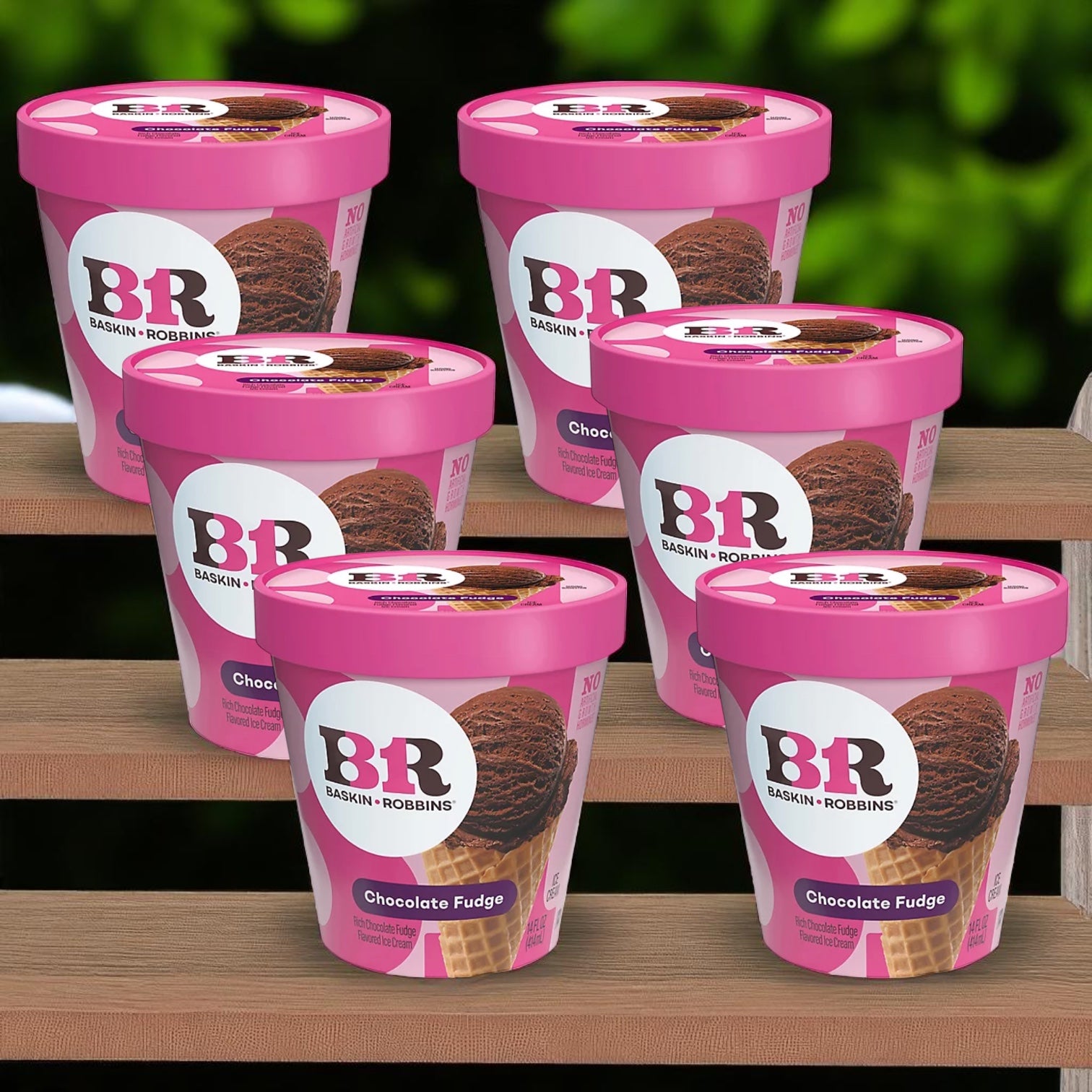 Baskin Robbins Ice Cream Chocolate Fudge - 14 fl oz Tub 6 Count