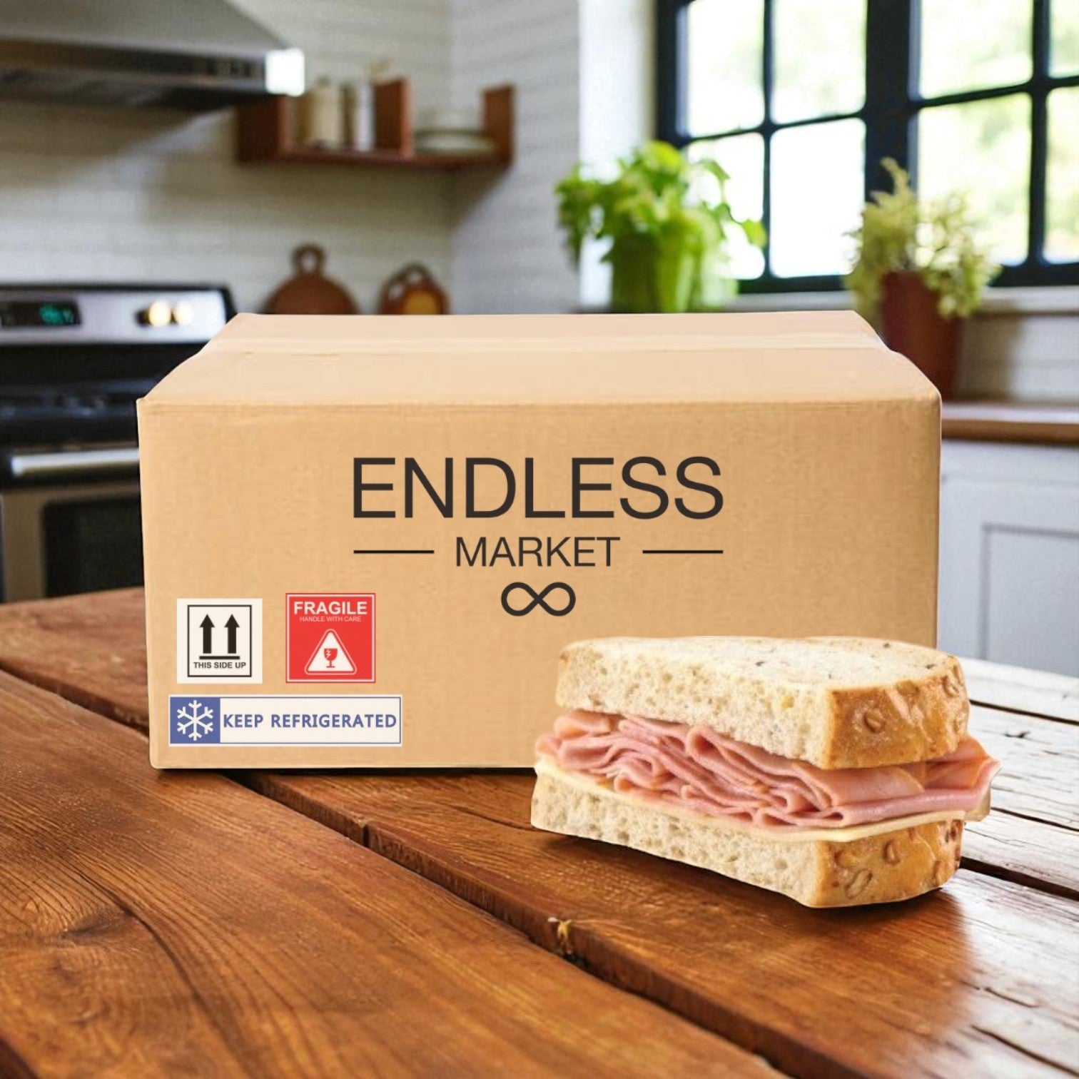 Ham & Swiss On Rustic Oat Topped Wheat Bread, 1 Case, 8 Count-Ships Frozen And Once Out of the Freezer 30 Days Shelf Life in the Cooler!!