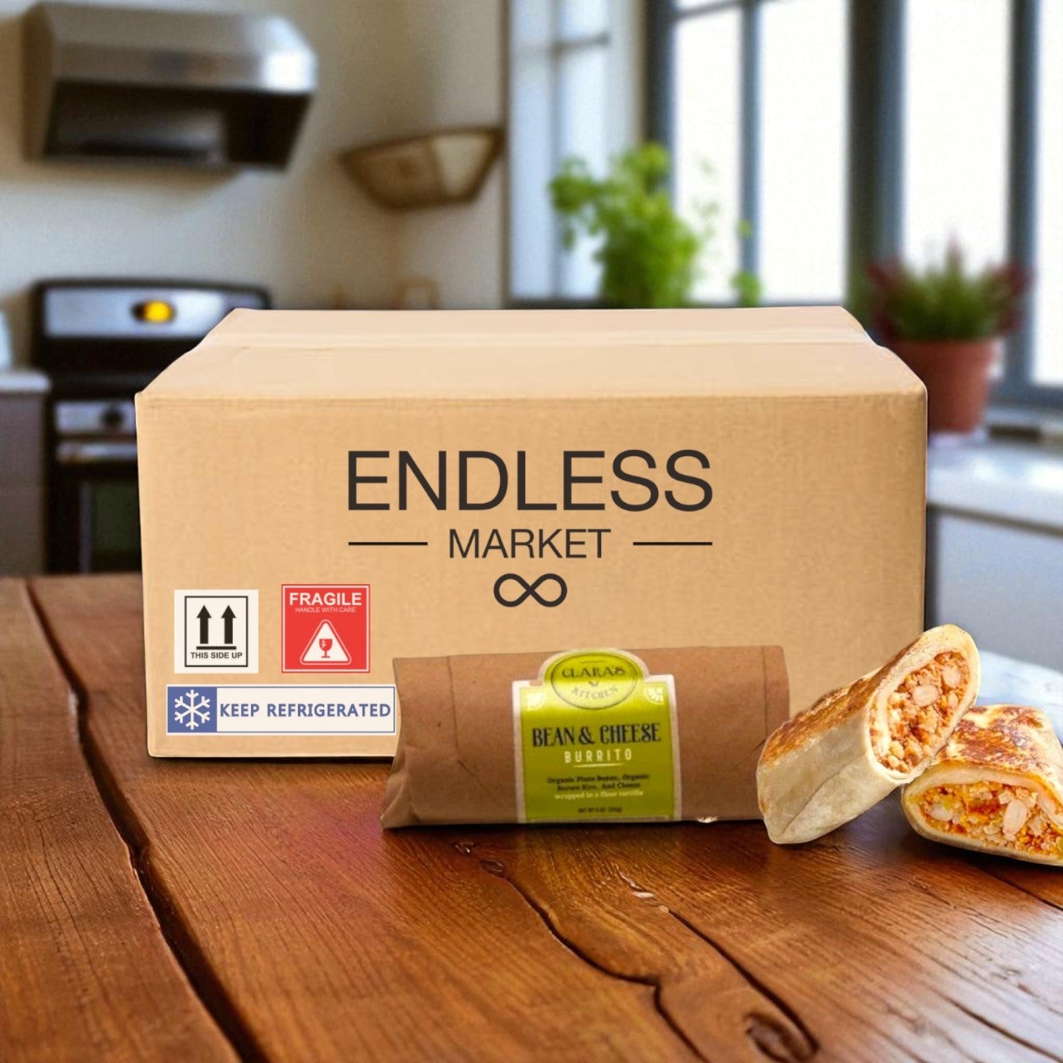 Clara's Kitchen Individually Packaged Bean & Cheese Burrito, 8 oz. - 12 A Case