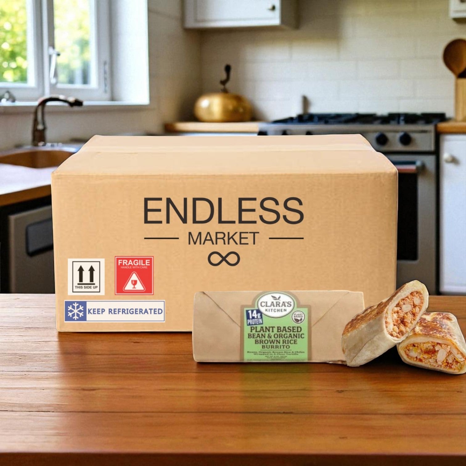 Clara's Kitchen Individually Packaged Vegan Bean & Cheese Burrito, 8 oz. -12 A Case