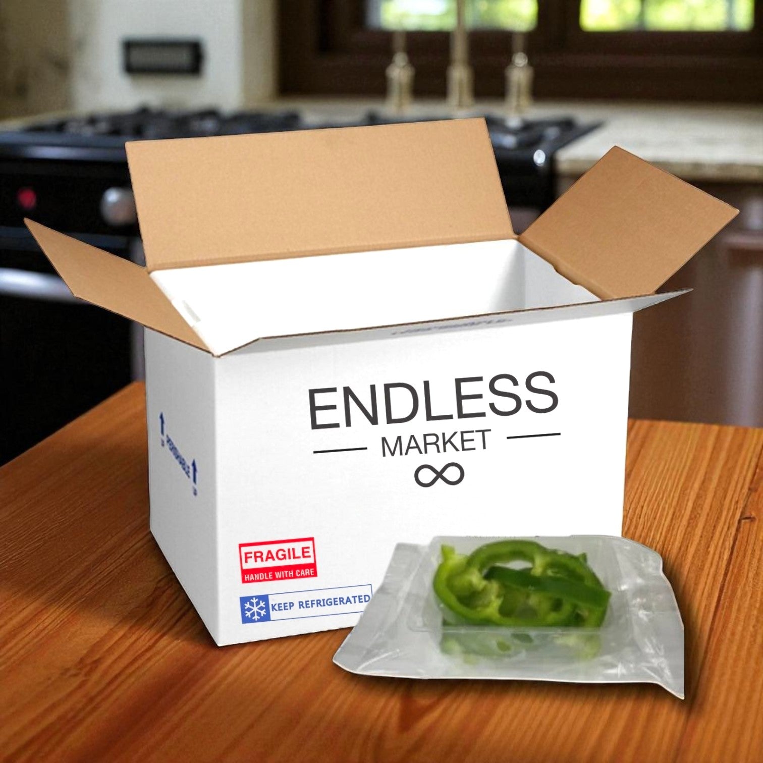 Green Pepper Julienne, 2.5 oz. - 50 Pack - Made to Order! 7 Days Shelf Life When You Receive