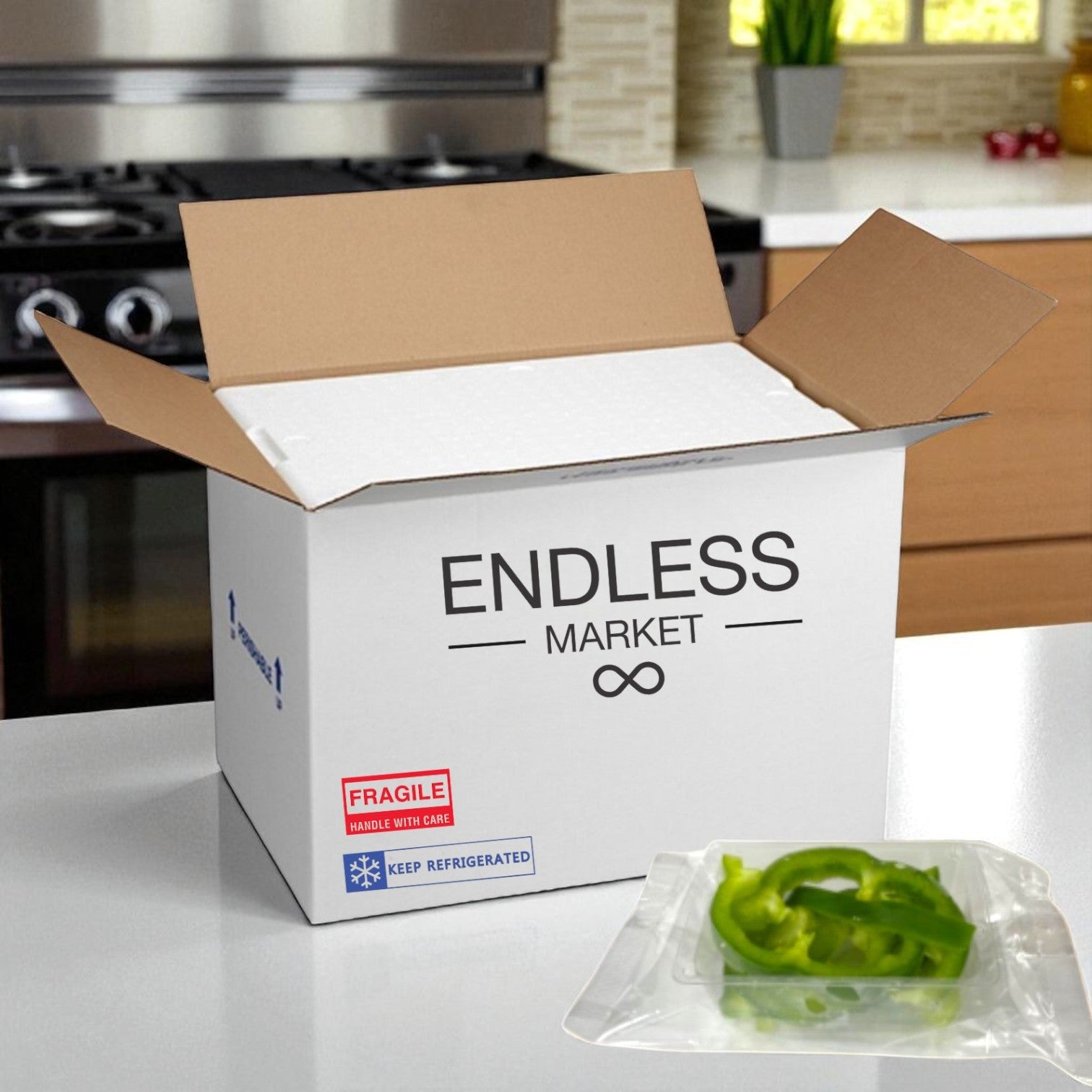 Green Pepper Julienne, 2.5 oz. - 100 Pack - Made to Order! 7 Days Shelf Life When You Receive