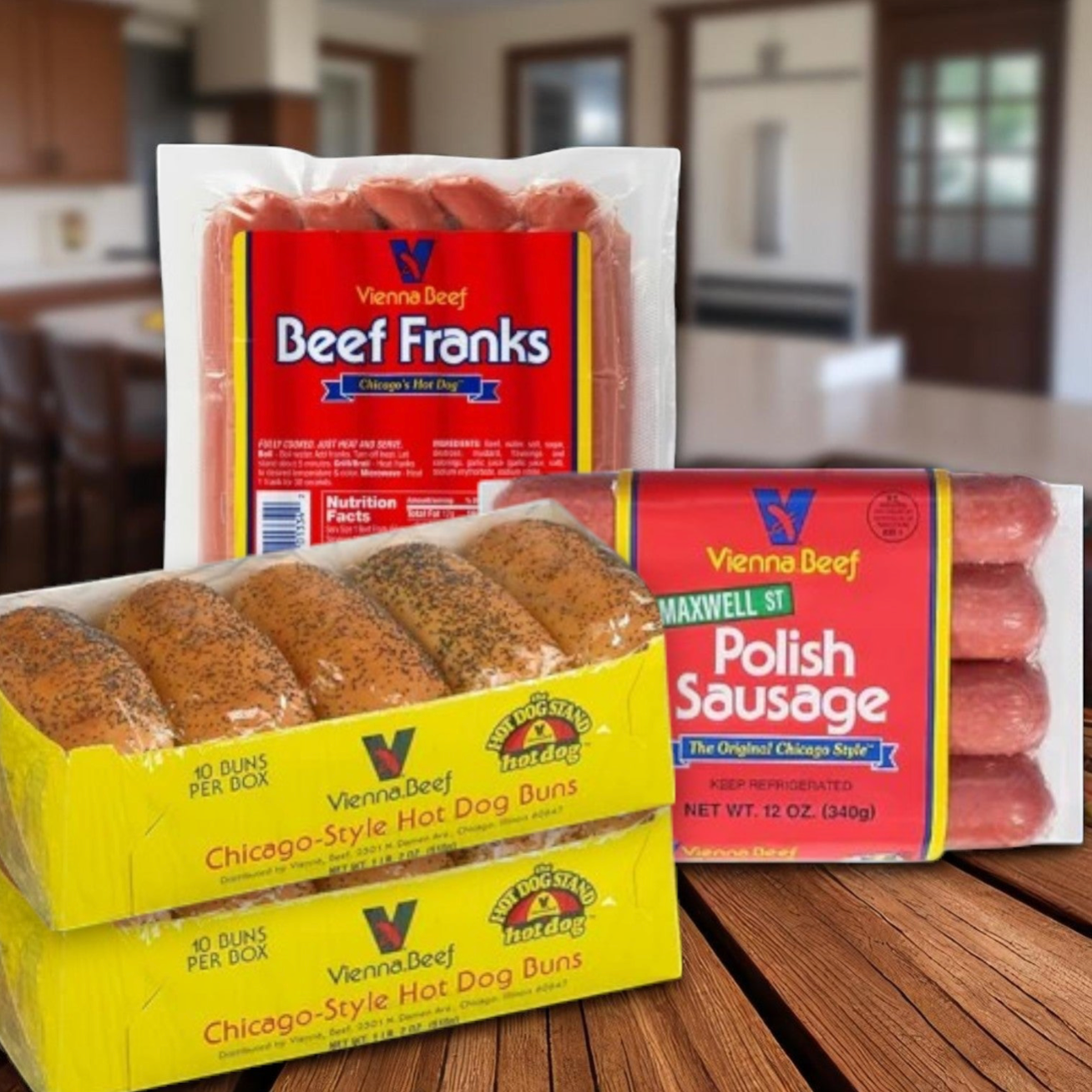 Vienna Beef & Maxwell St. Polish Sausage Combo Kit –16 Hot Dogs & 8 Polish Sausages & The Buns!