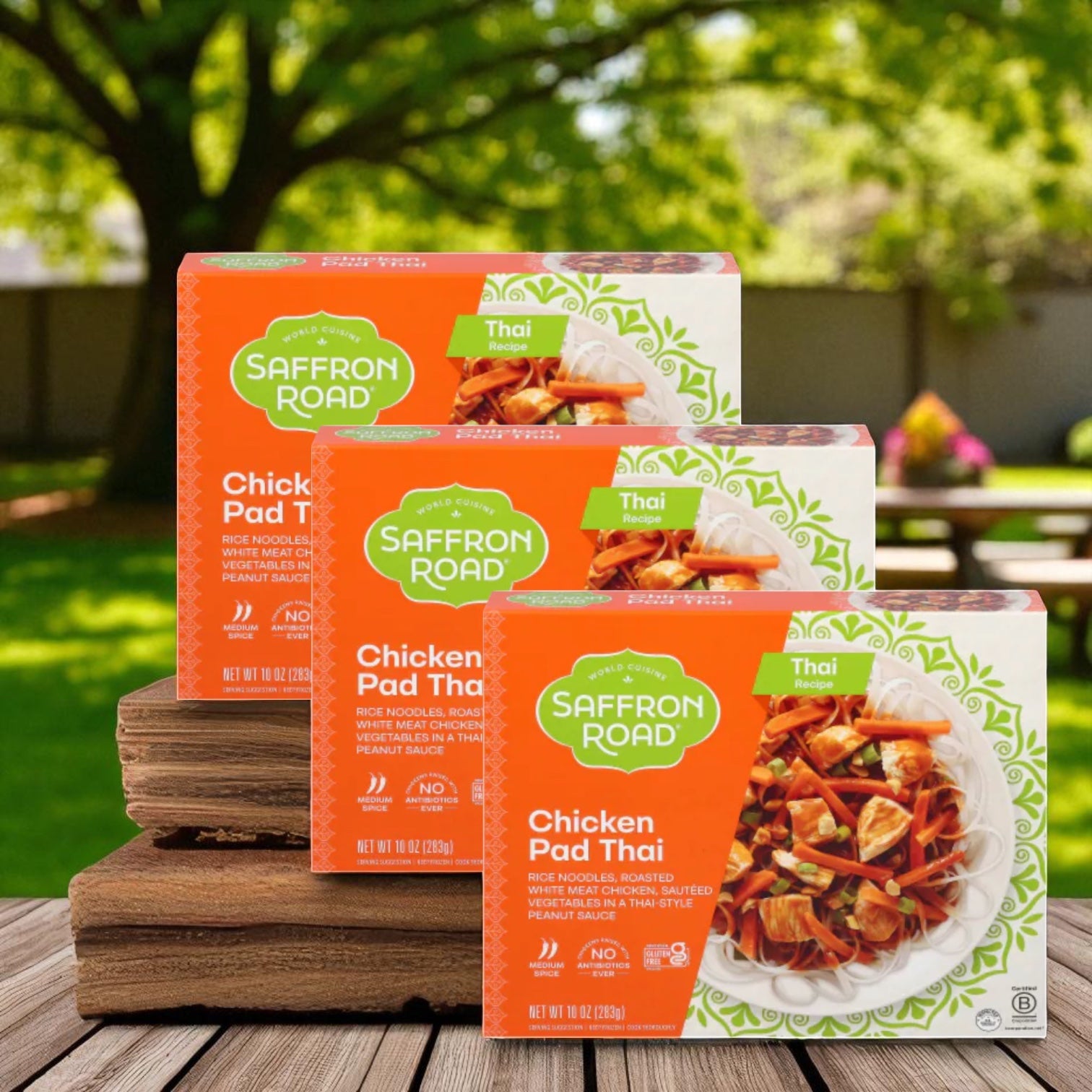 Saffron Road® Chicken Pad Thai with Rice Noodles Gluten-Free Frozen Dinner - 3 Count