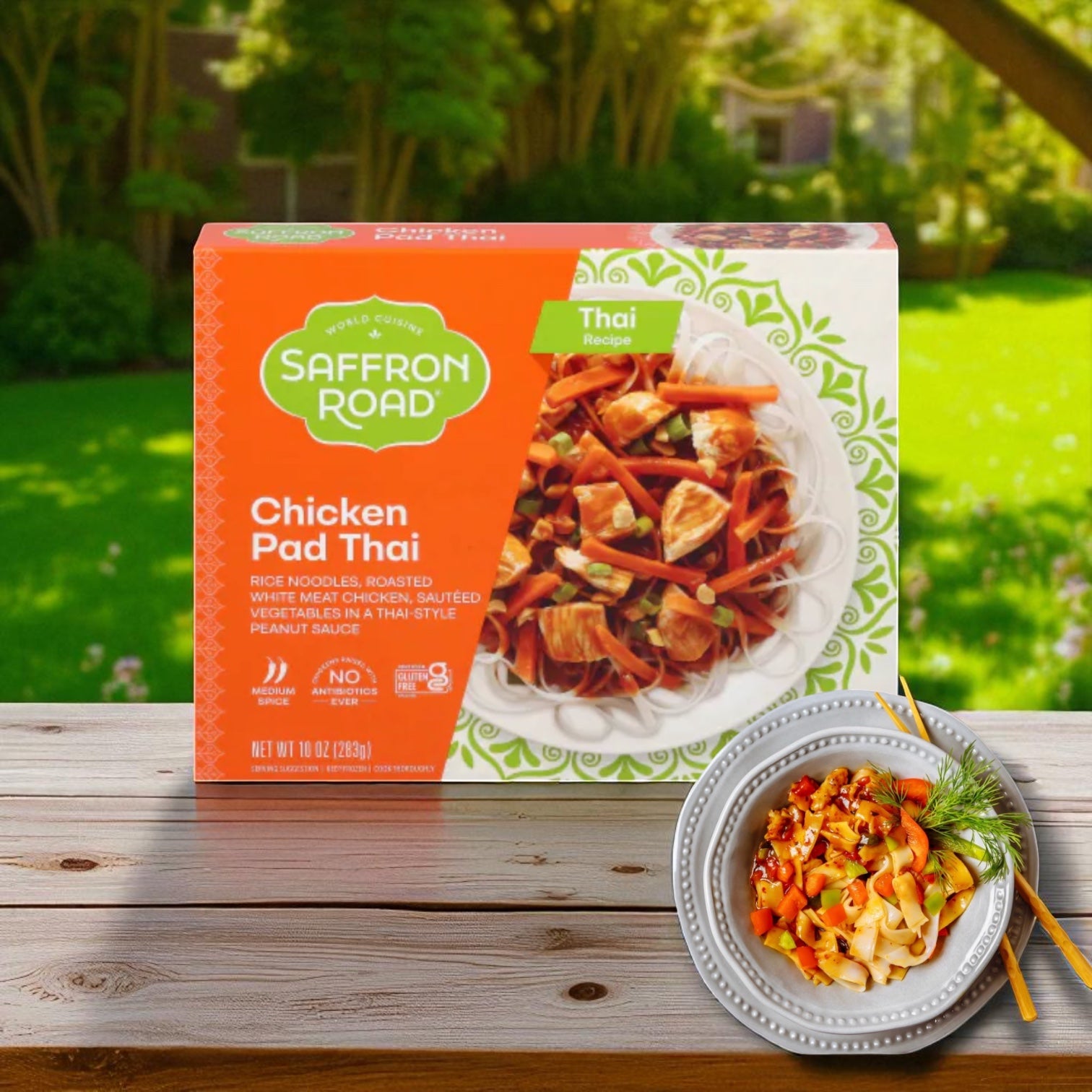 Saffron Road® Chicken Pad Thai with Rice Noodles Gluten-Free Frozen Dinner - 3 Count