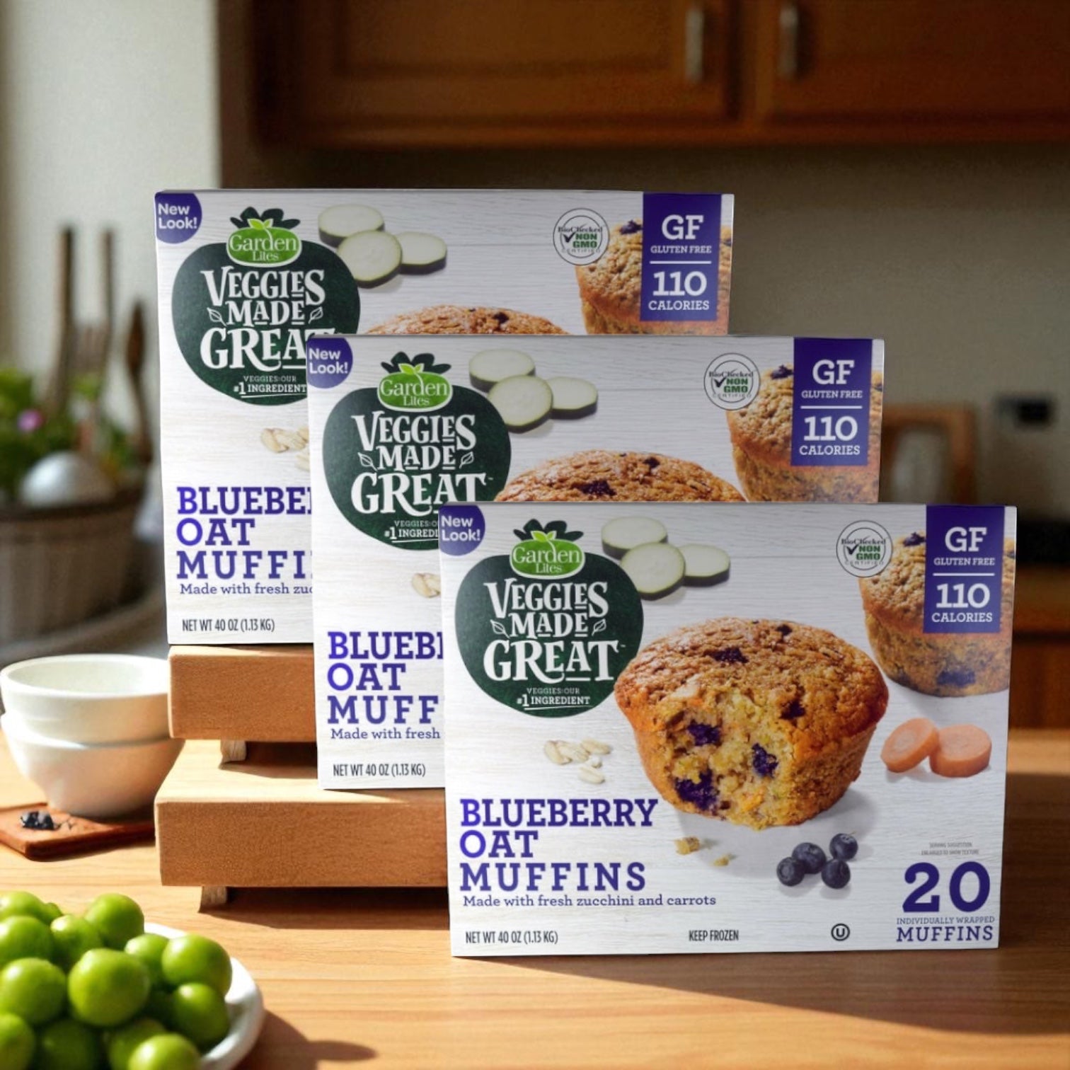 Garden Lites Blueberry Oat Muffins, 40 oz - 3 Count