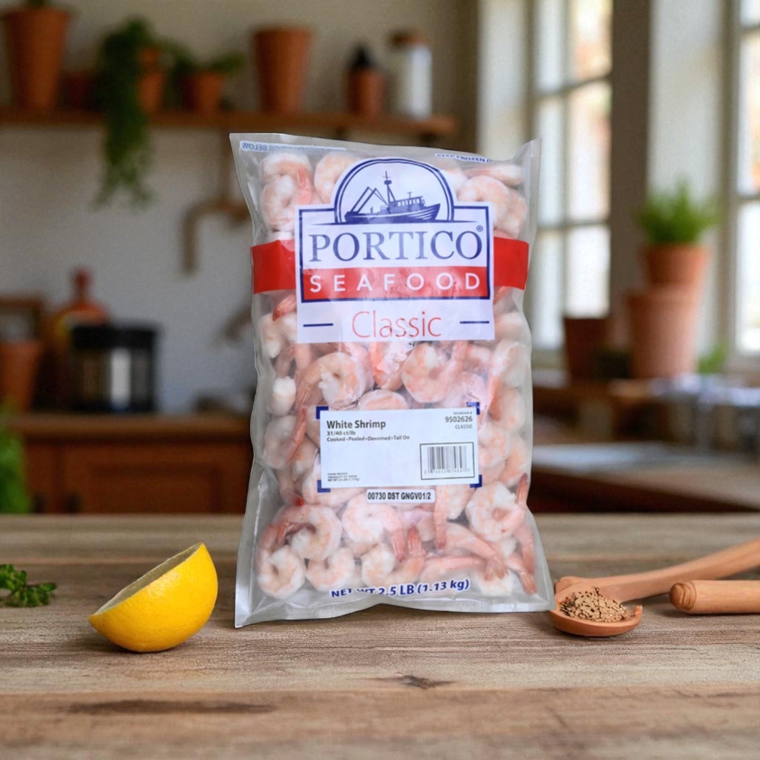 Shrimp White Peeled And Deveined Tail-on Cooked 2.5 Case - 4 Bags