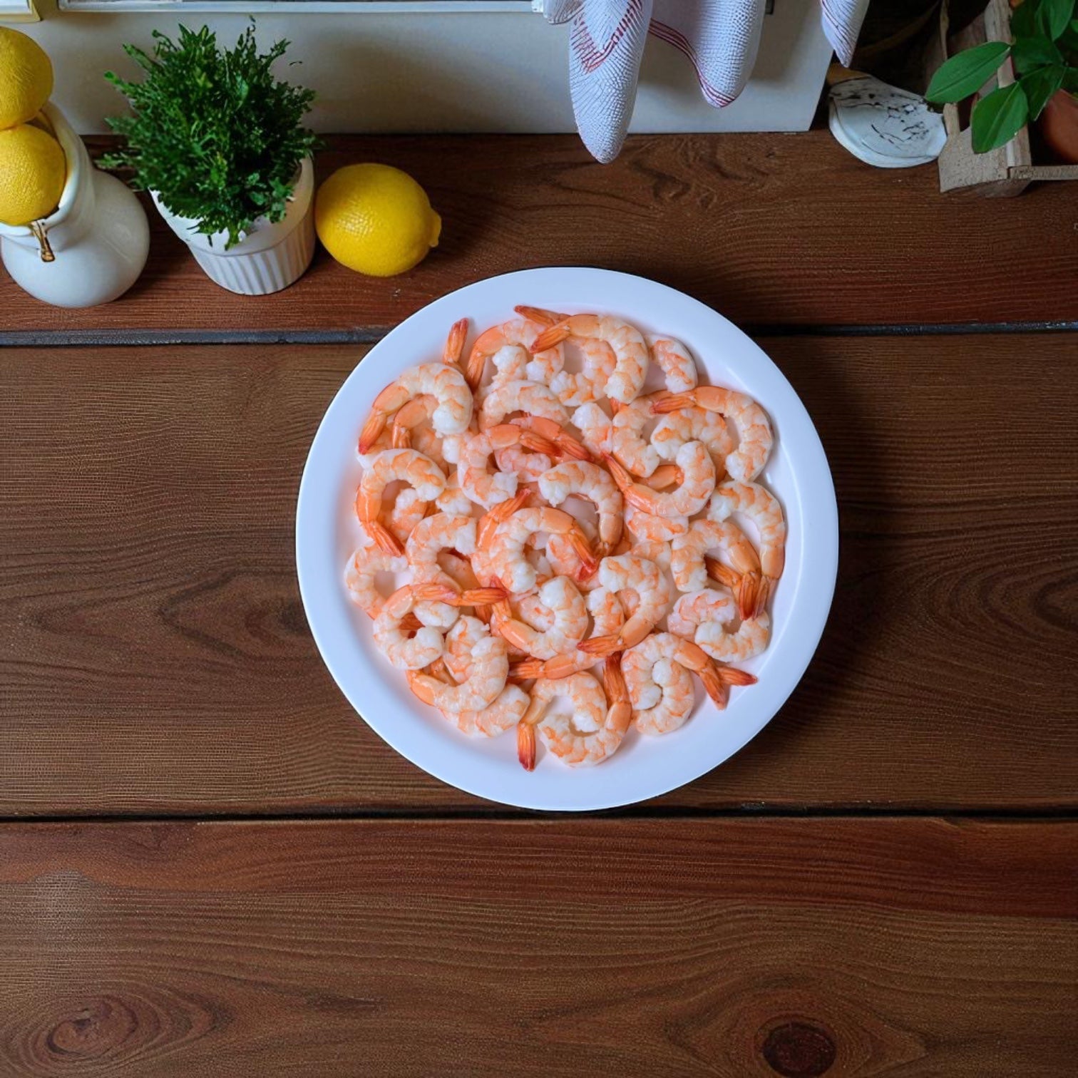 Shrimp White Peeled And Deveined Tail-on Cooked 2.5 lb Case - 4 Count