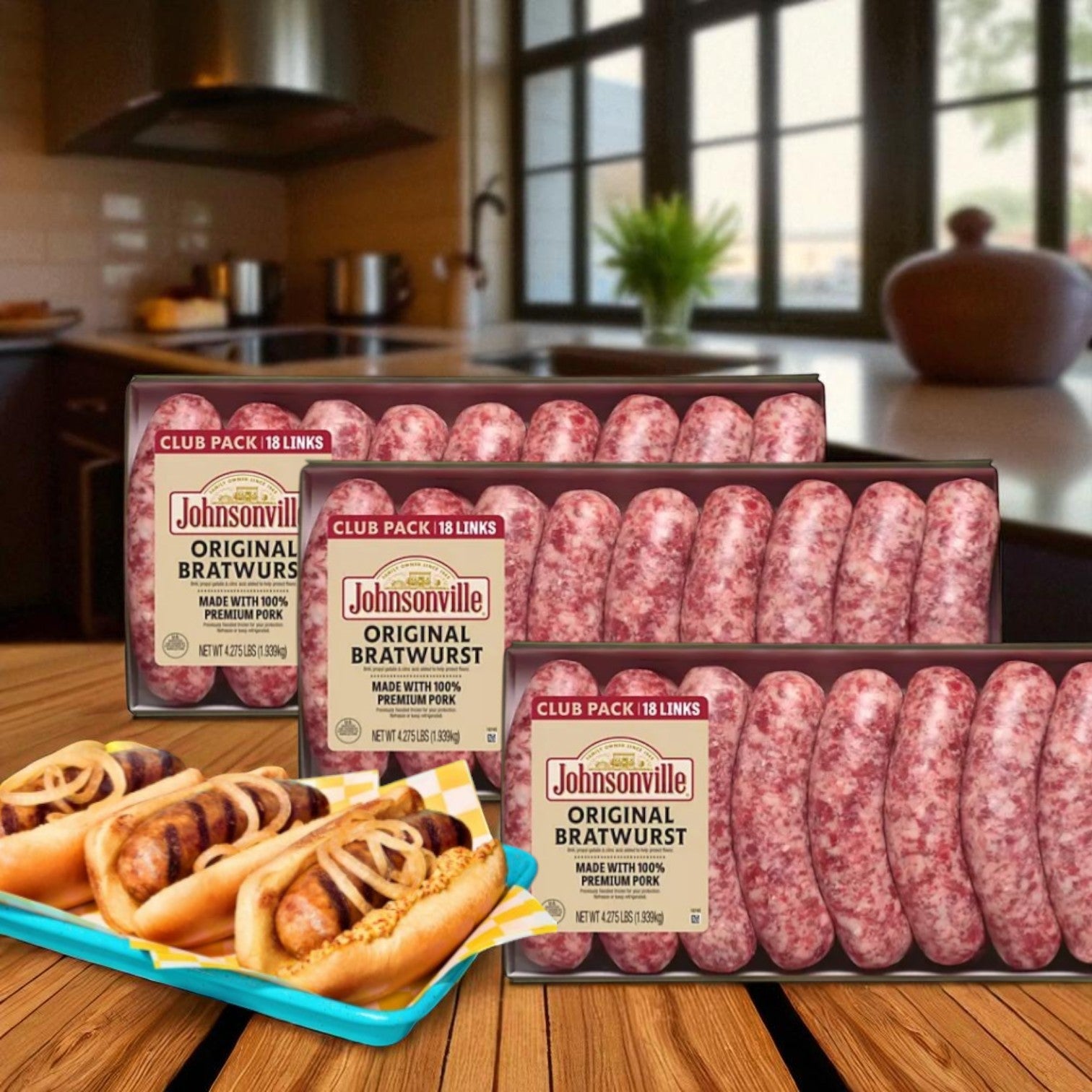 Johnsonville Brats Original Pork Bratwurst Links-3 Cases(54 Count)