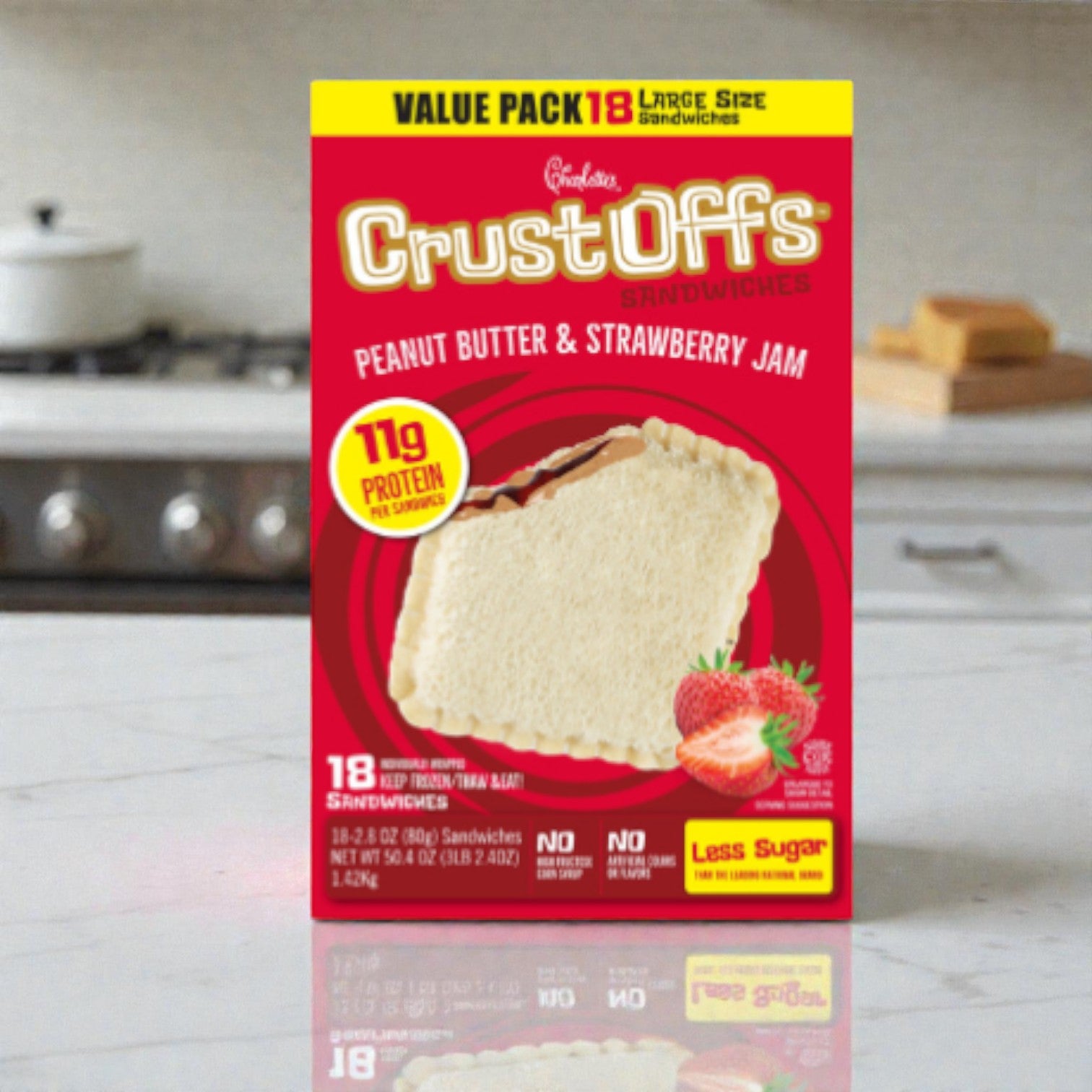 Charlotte's Crust Offs Sandwiches, Peanut Butter & Strawberry Jam, 2.2 oz. - 1 Box