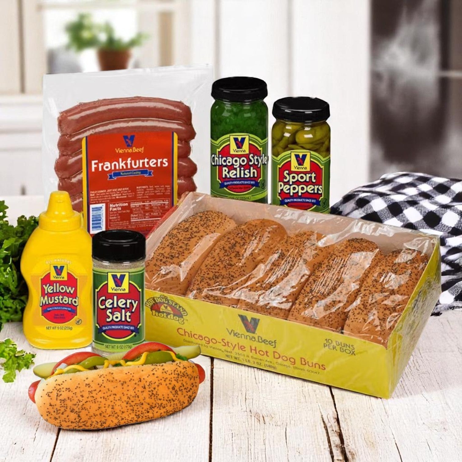 Vienna Beef Chicago-Style Hot Dog Kit – Serves 10
