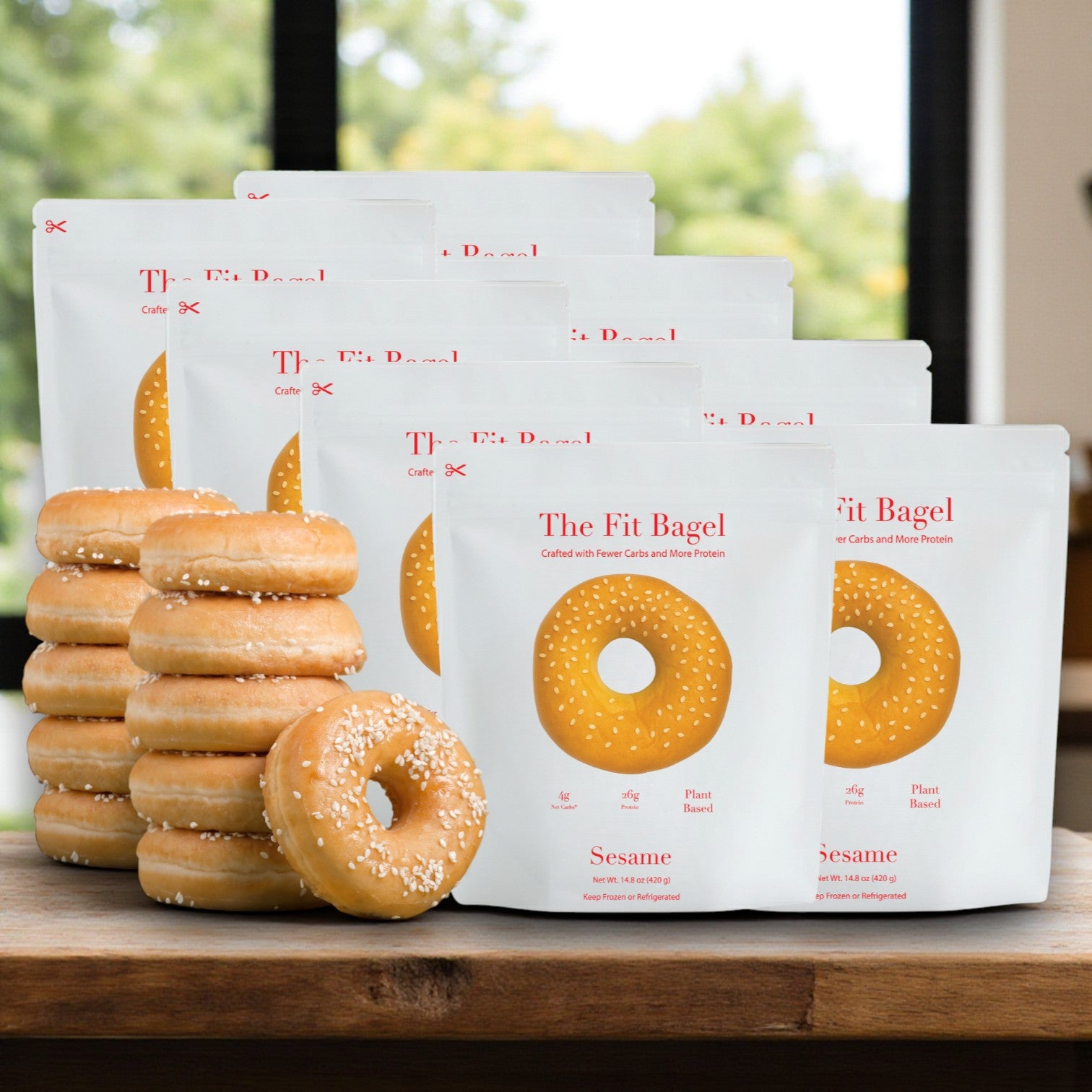 The Fit Sesame Bagel, 14.8 oz. 8 Bags- 32 Total Bagels!