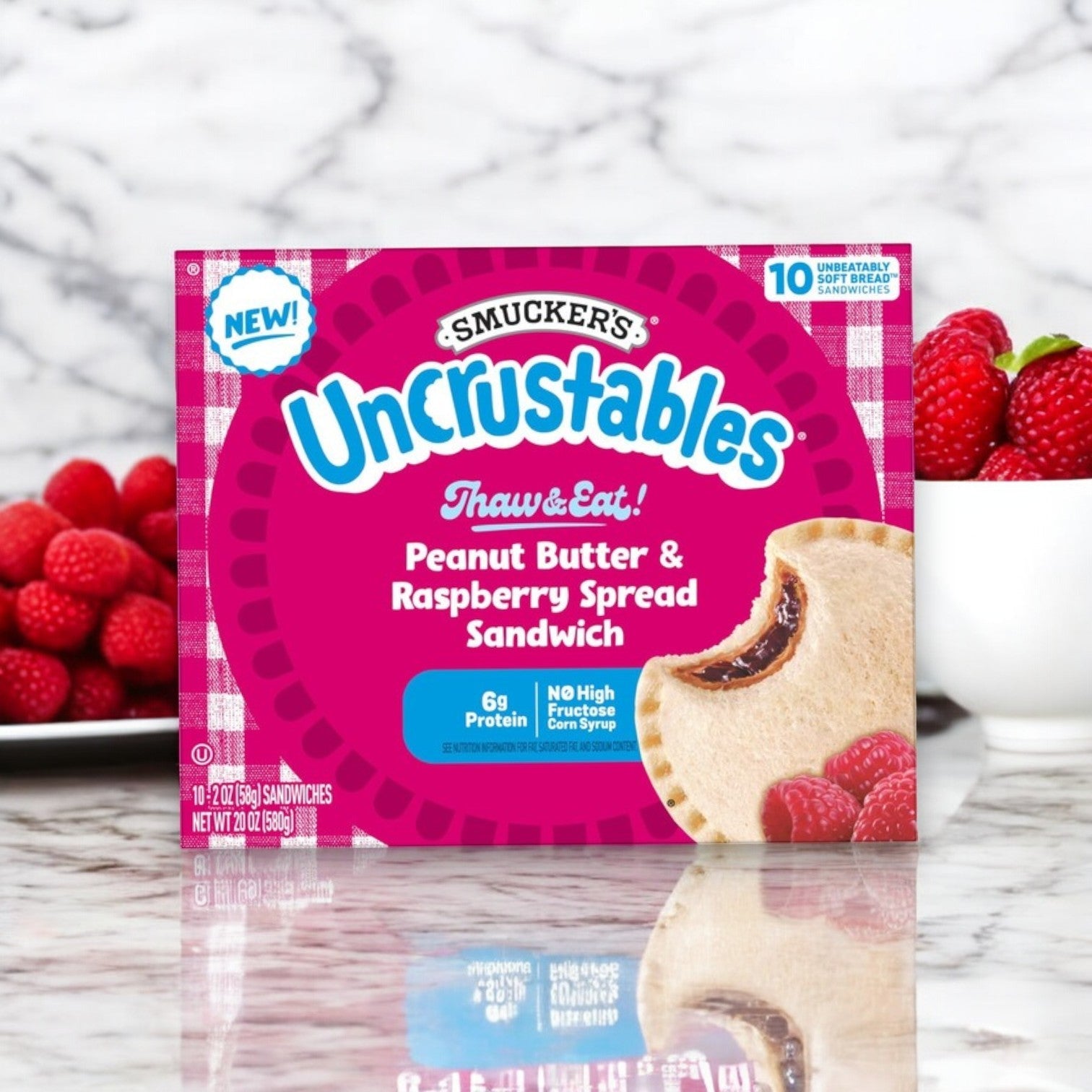 Smucker's Peanut Butter & Raspberry Spread Sandwich – 10 Pack (2 oz Each)