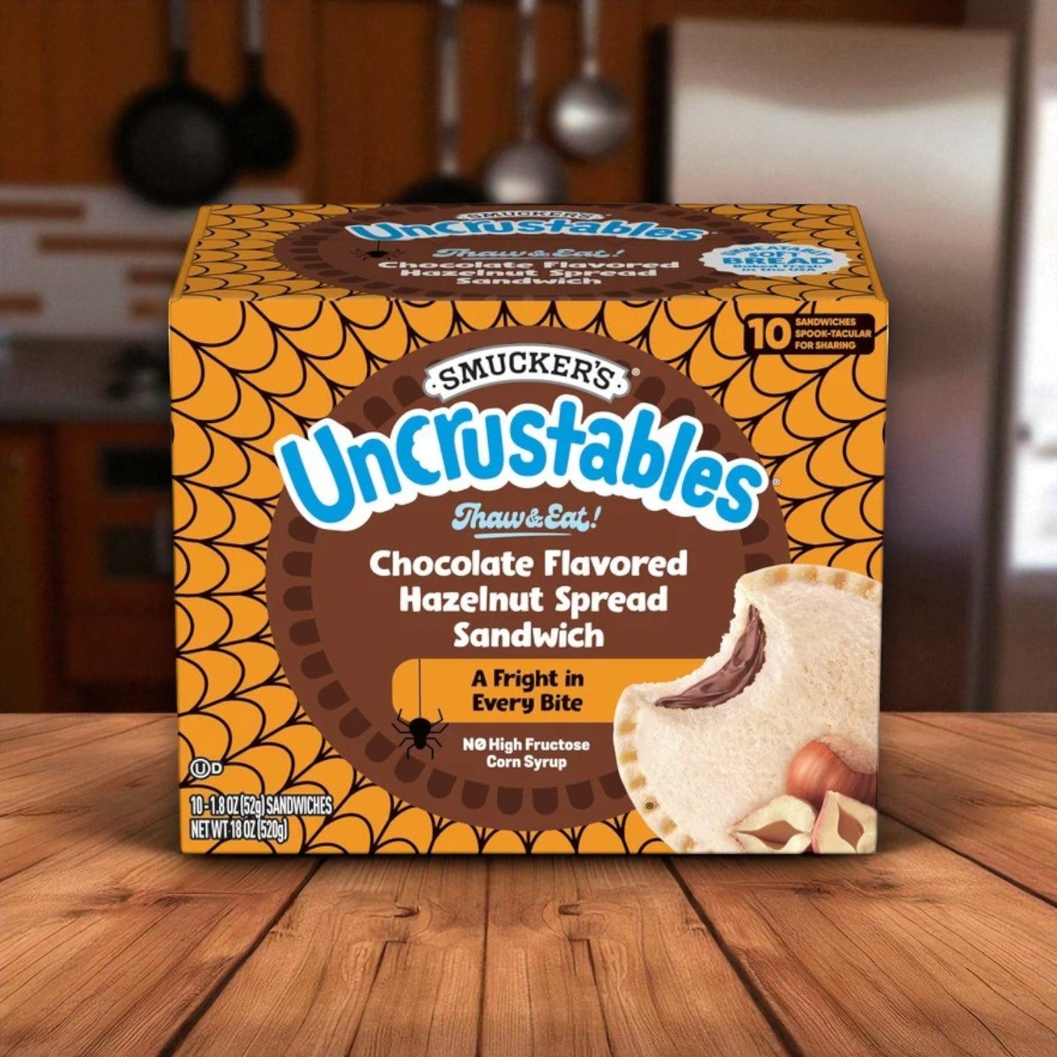 Smucker’s Uncrustables Chocolate Hazelnut Sandwiches – 10 Count, 1.8 oz Each (Frozen)