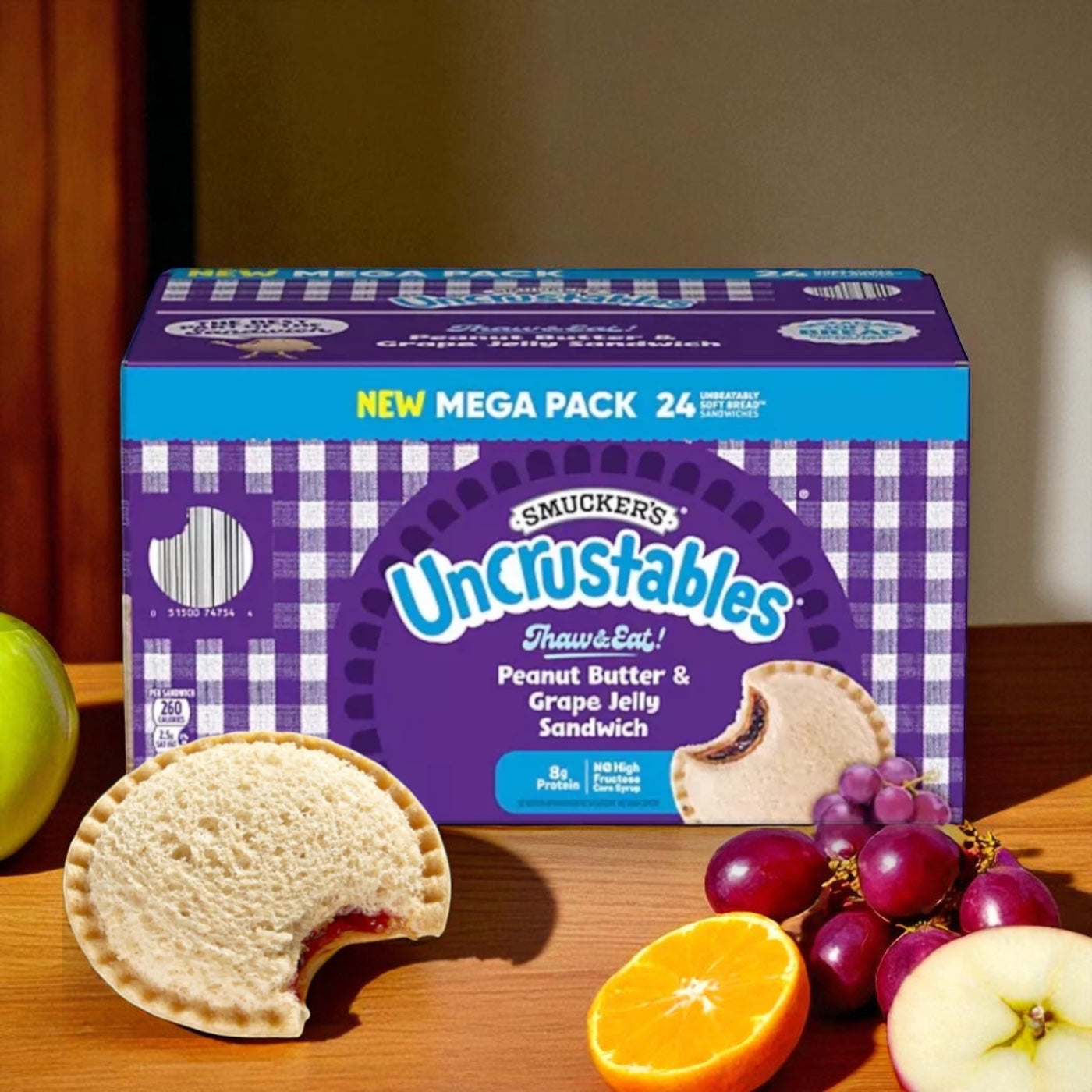 Smucker’s Uncrustables Peanut Butter & Grape Jelly Sandwich 24 ct - 1 Pack