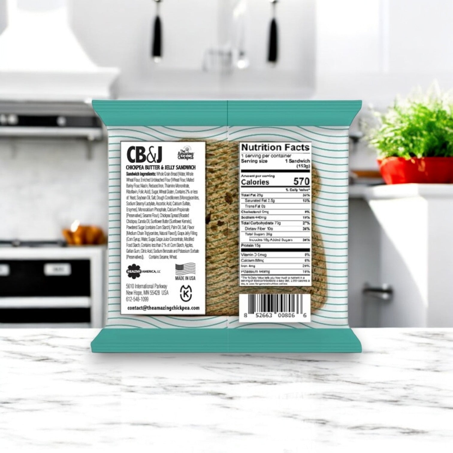 The Amazing Chickpea CB&J Creamy Grape Jelly Sandwich, 5.36 oz. -42 Per Case