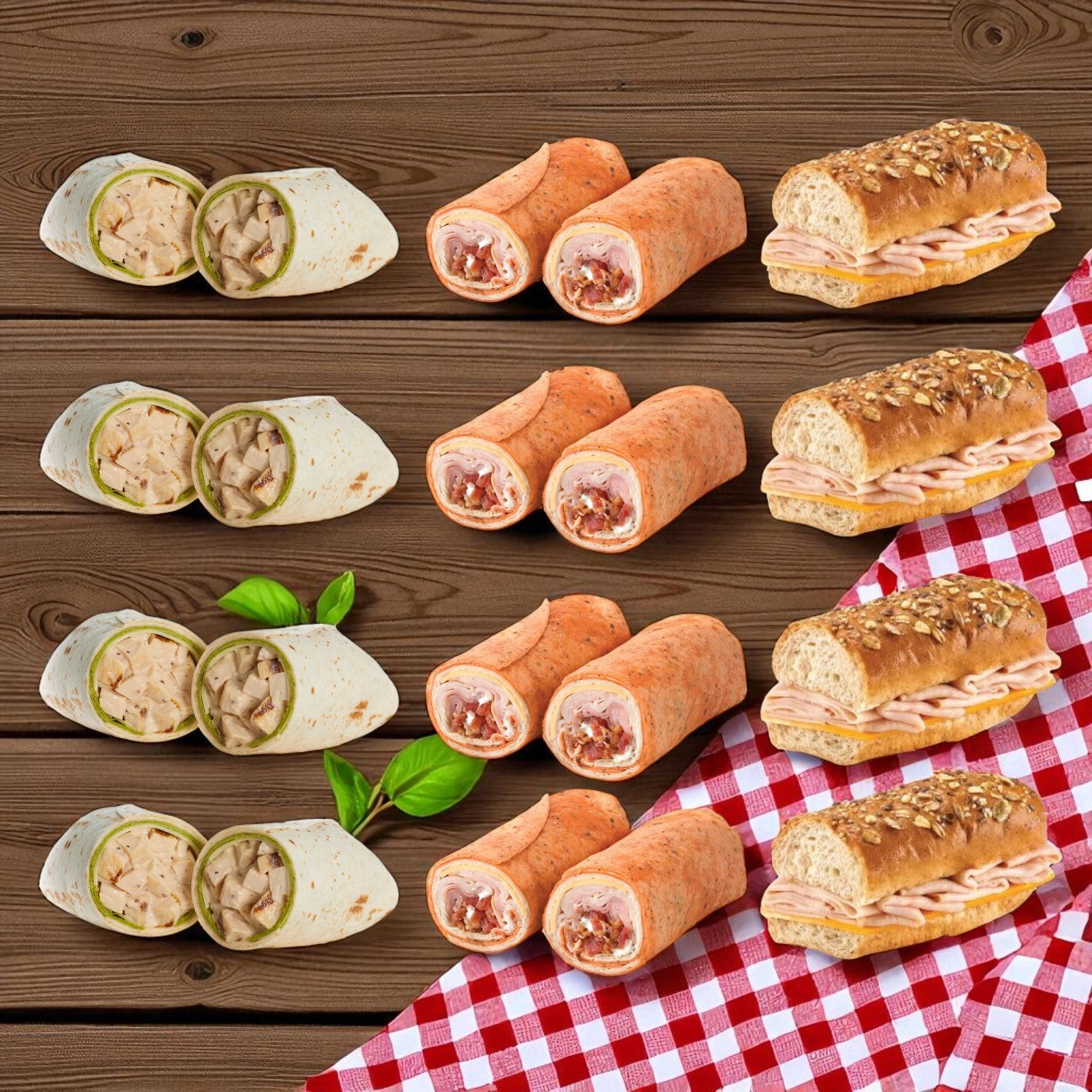Sandwich Variety Bundle!! 10 Sandwiches– Turkey Club, Chicken Caesar Wraps & Smoked Turkey Subs