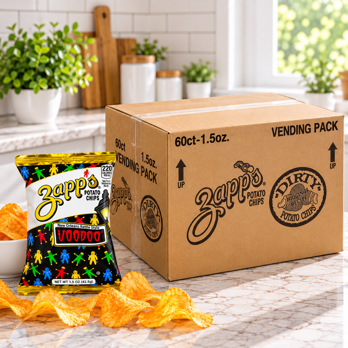 Zapp's Voodoo Kettle Style Potato Chips – 60 × 1.5 oz Bags ( 1 case )