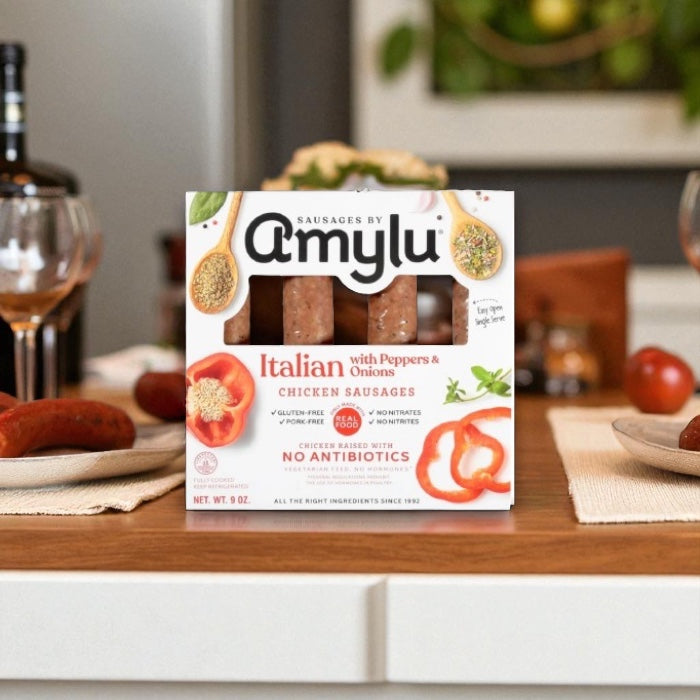 Amylu Italian Chicken Sausage with Peppers & Onions – 9 oz
