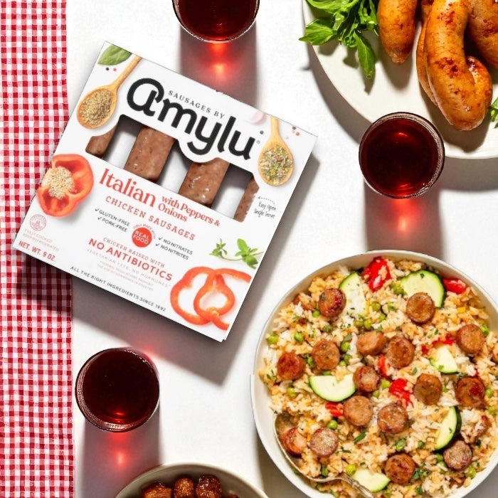 Amylu Italian Chicken Sausage with Peppers & Onions – 9 oz