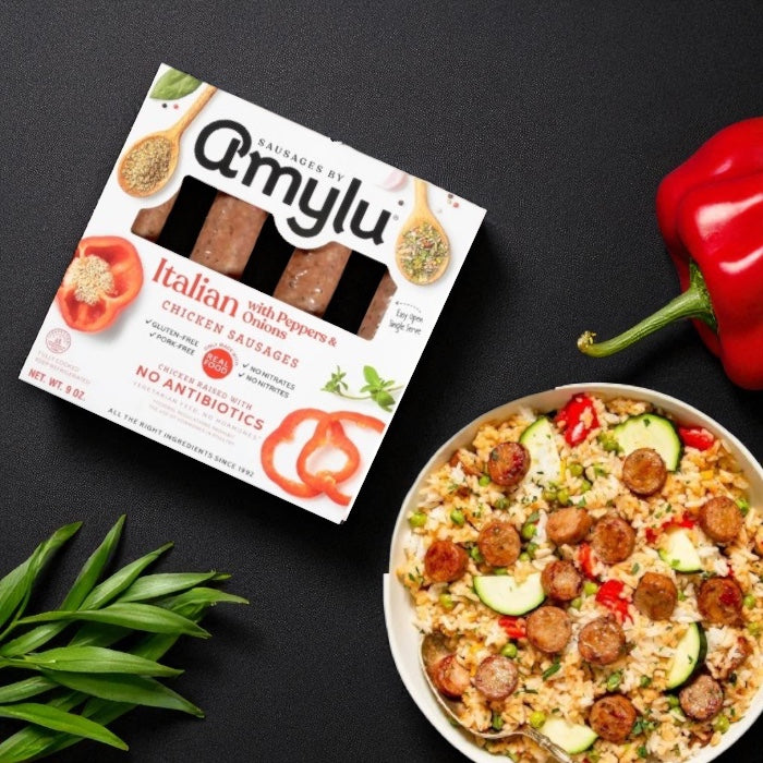 Amylu Italian Chicken Sausage with Peppers & Onions – 9 oz