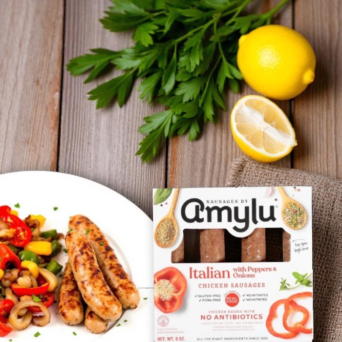 Amylu Italian Chicken Sausage with Peppers & Onions – 9 oz