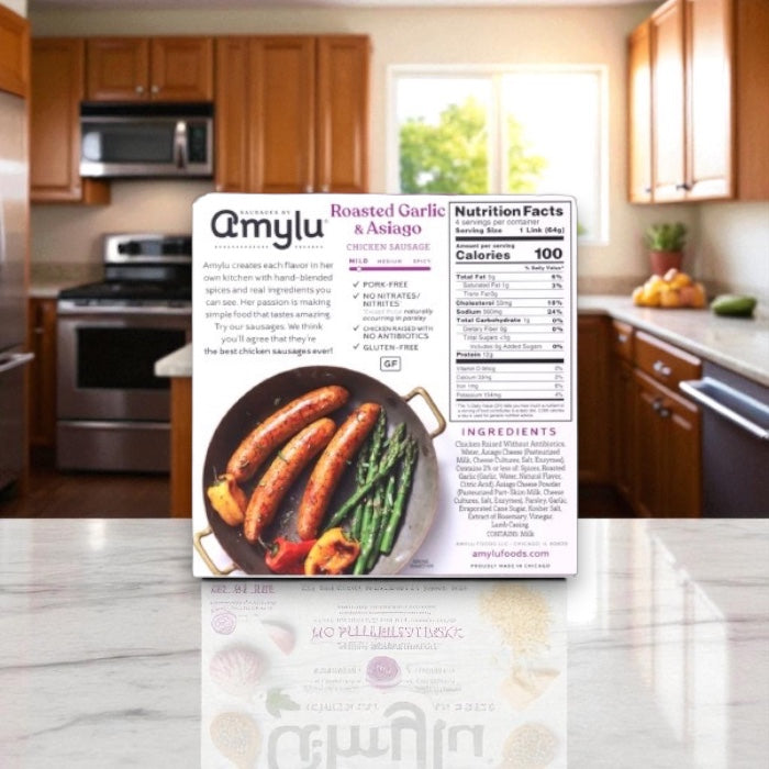 Amylu Roasted Garlic & Asiago Chicken Sausage - 4 CT (9 oz)