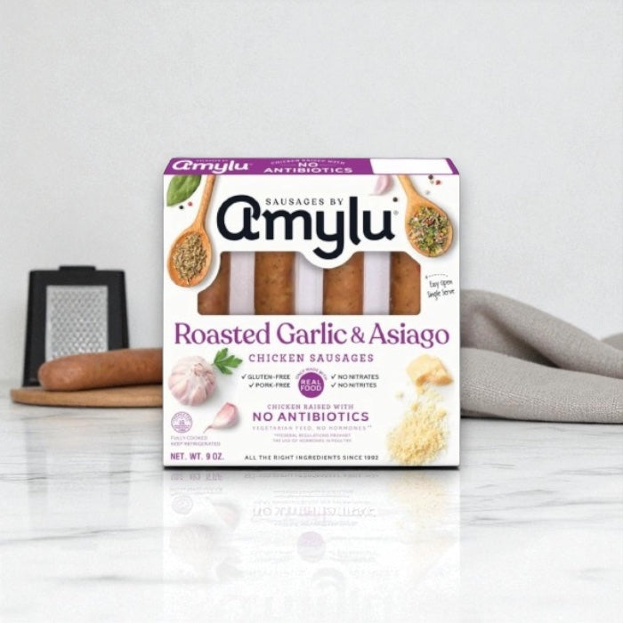 Amylu Roasted Garlic & Asiago Chicken Sausage - 4 CT (9 oz)