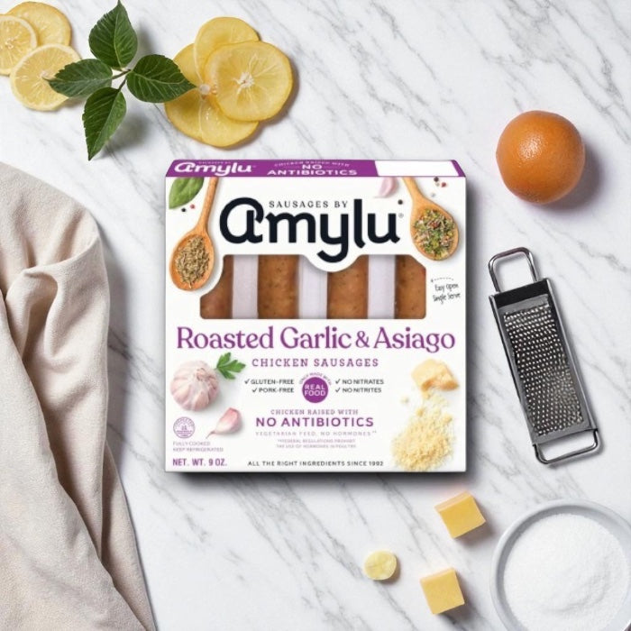 Amylu Roasted Garlic & Asiago Chicken Sausage - 4 CT (9 oz)