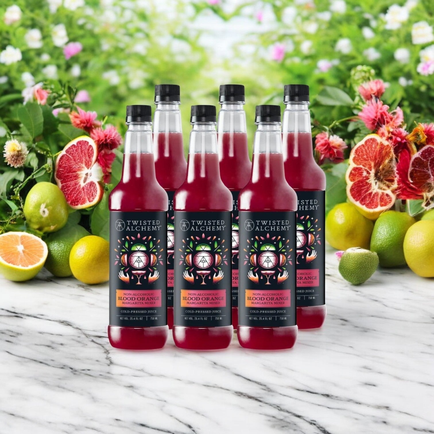 Twisted Alchemy Blood Orange Margarita Juice Mixer – Fresh Cold Pressed, 6 x 750ml Bottles