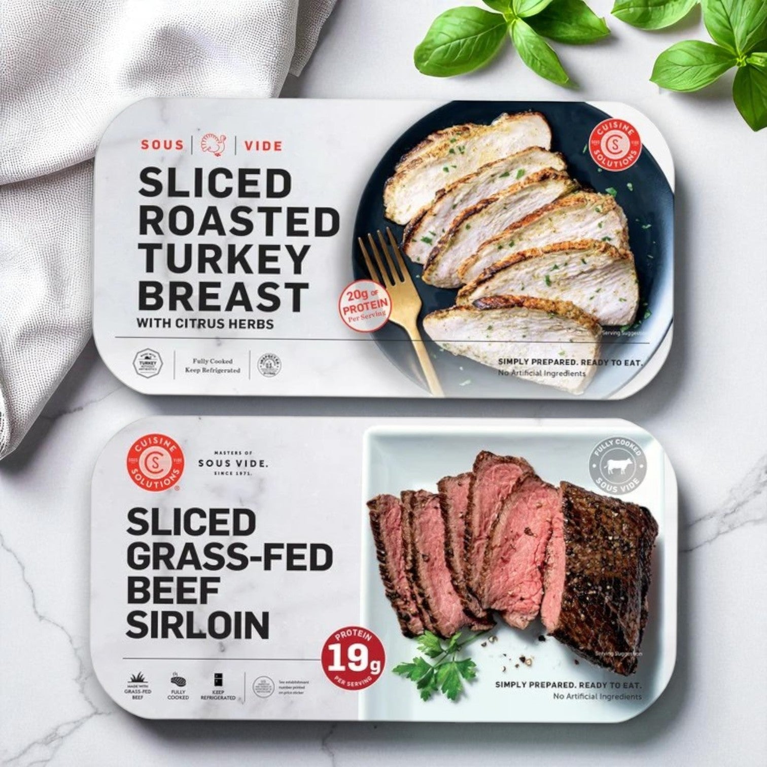 Cuisine Solutions 2 Pack Combo! Cuisine Solutions Sliced Turkey Breast with Citrus Herbs & Cuisine Solutions Sliced Grass-Fed Beef Sirloin