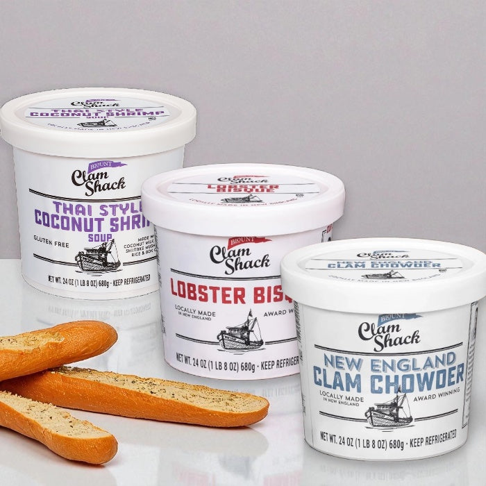 Blount Clam Shack Gluten-Free New England Clam Chowder, Blount Clam Shack Lobster Bisque Soup, Blount Clam Shack Thai Style Coconut Shrimp Soup (Bundle 3 Items Total)