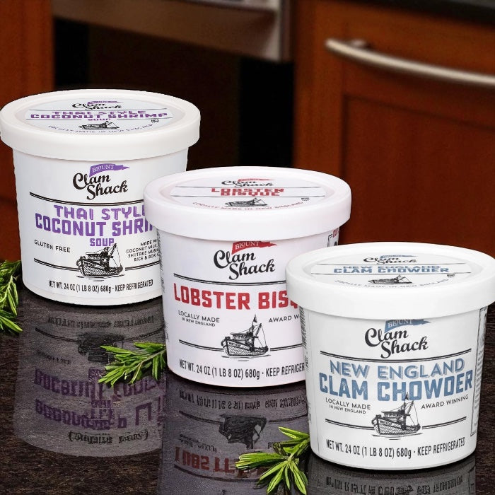Blount Clam Shack Gluten-Free New England Clam Chowder, Blount Clam Shack Lobster Bisque Soup, Blount Clam Shack Thai Style Coconut Shrimp Soup (Bundle 3 Items Total)