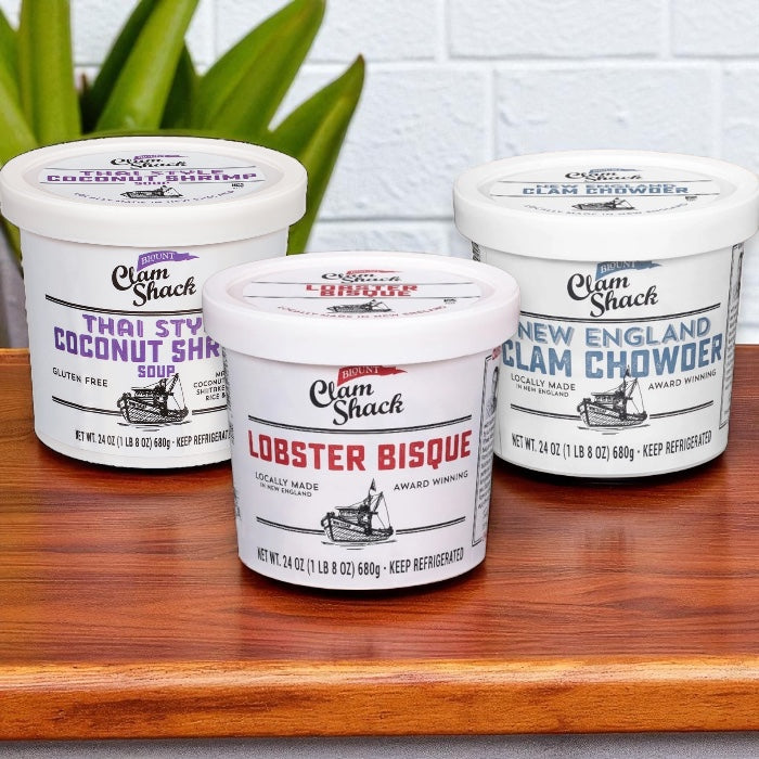 Blount Clam Shack Gluten-Free New England Clam Chowder, Blount Clam Shack Lobster Bisque Soup, Blount Clam Shack Thai Style Coconut Shrimp Soup (Bundle 3 Items Total)