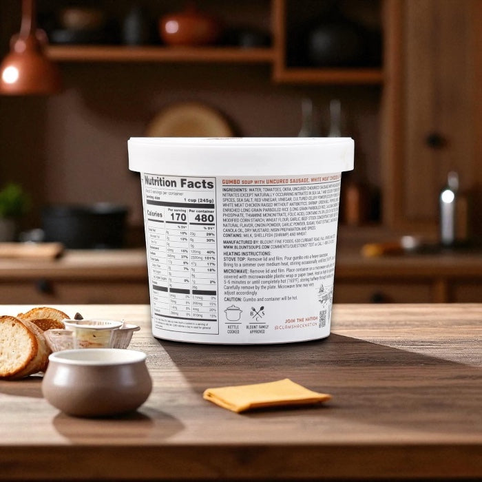 Blount Clam Shack Gumbo with Uncured Sausage, White Meat Chicken & Shrimp Soup (24 oz)