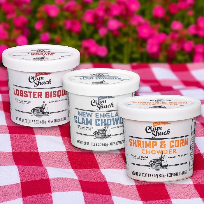 Blount Clam Shack Lobster Bisque Soup 24 oz, Blount Clam Shack Shrimp & Roasted Corn Chowder 24 oz, Blount Clam Shack Gluten-Free New England Clam Chowder 24 oz (Combo 3 Items Total)