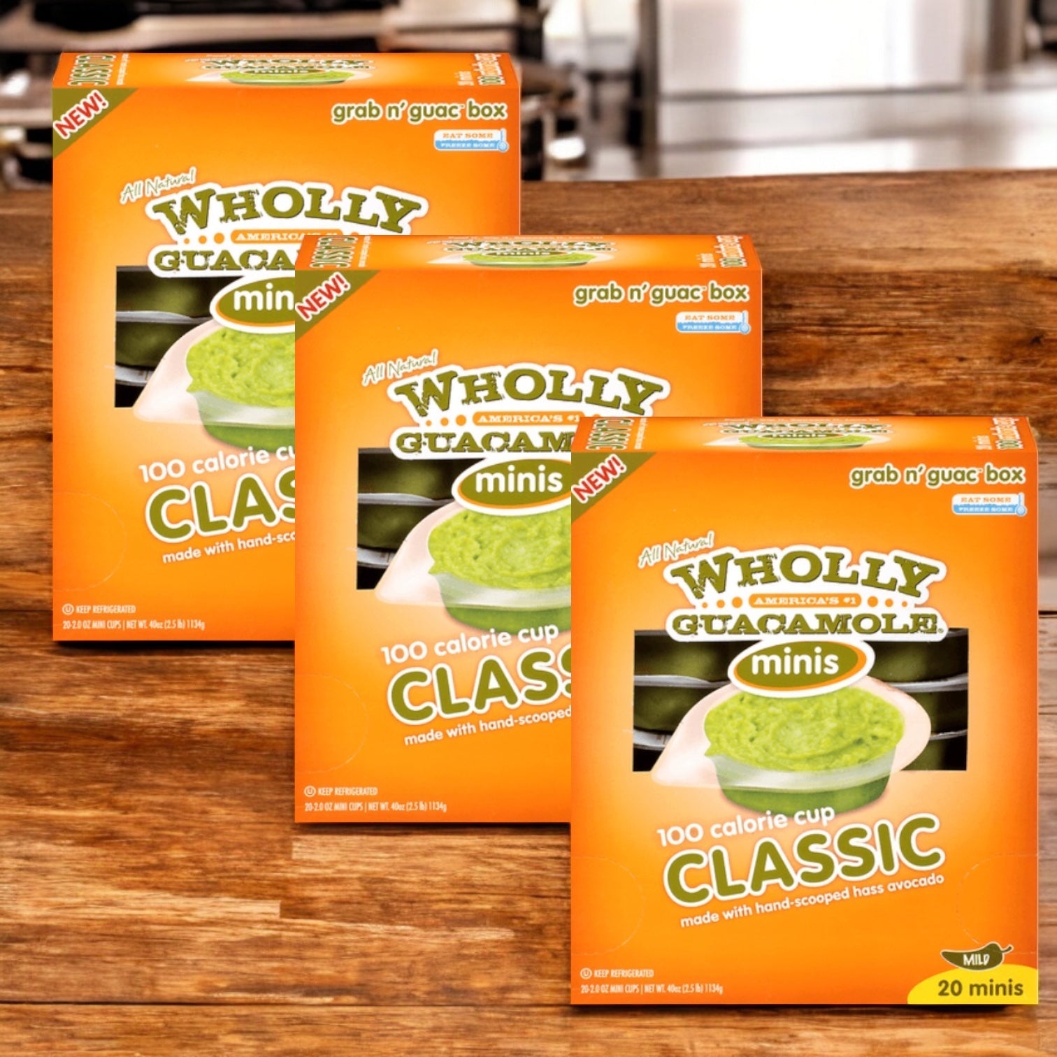 Wholly Guacamole Classic Guacamole Mini Cup - 3 Pack , 20 Count