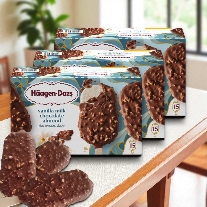 Haagen Dazs Vanilla Milk Chocolate Almond Ice Cream Bars (3 Pack – 45 ct)
