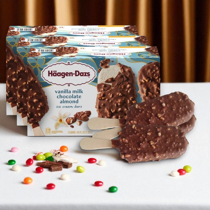 Haagen Dazs Vanilla Milk Chocolate Almond Ice Cream Bars (3 Pack – 45 ct)