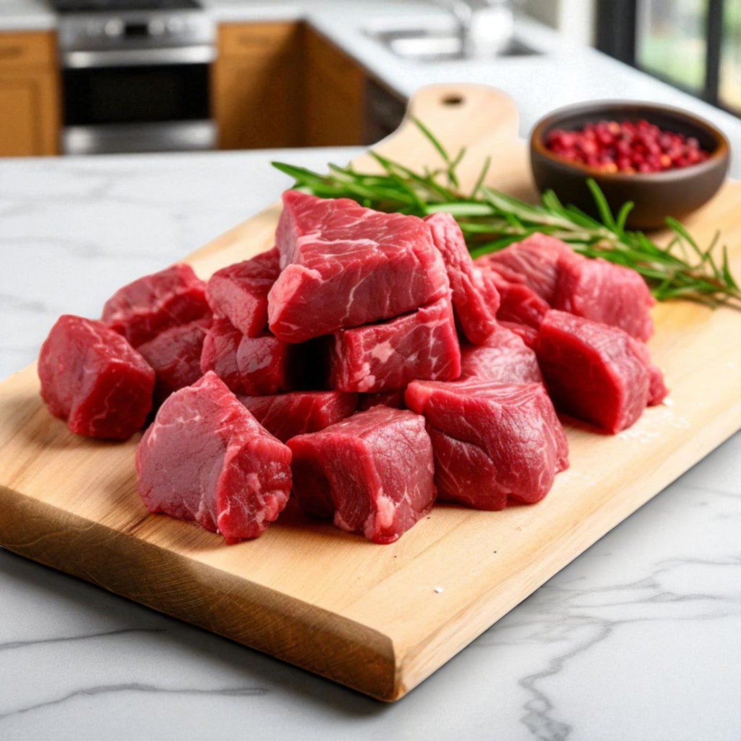 Halal Fresh Diced Beef Kabobs, 1x1x2 – Approx. 5 lb