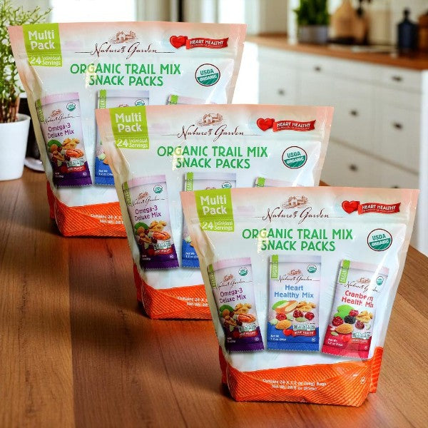 Nature's Garden Organic Trail Mix Snack Packs, Variety Pack, 24 Count- 3 Packs