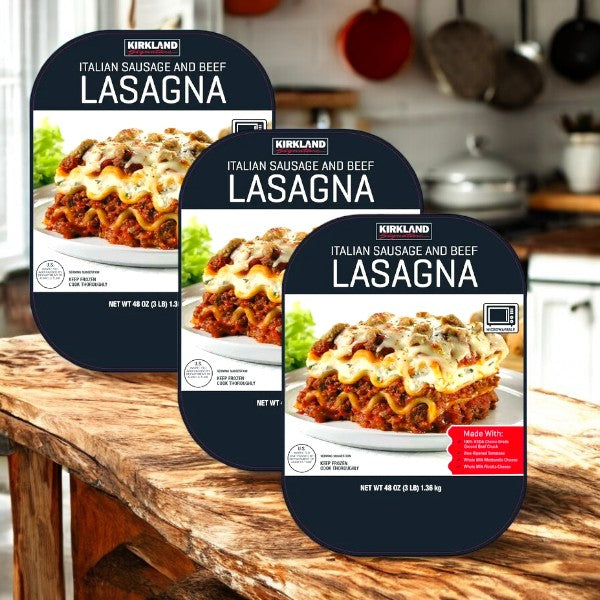 Kirkland Signature Italian Sausage and Beef Lasagna, 3 lbs, 2-count - 3 Pack